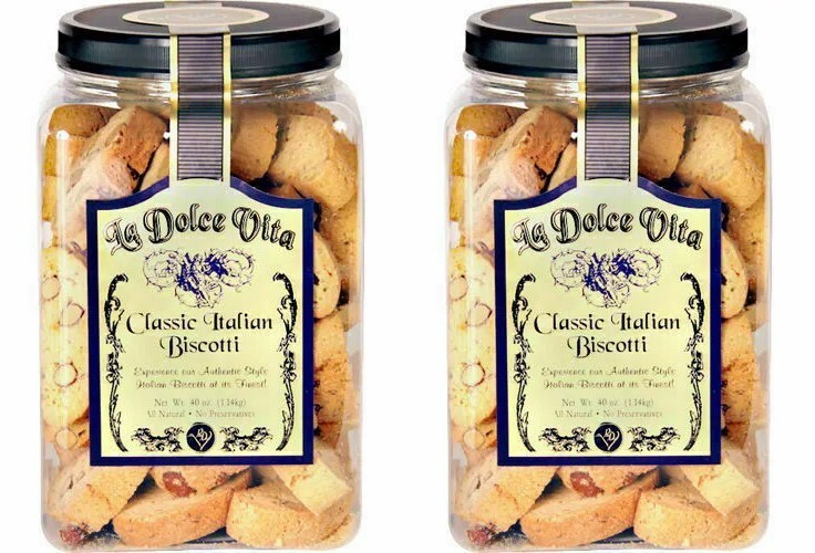 2 PACK La Dolce Vita Classic Italian Almond Biscotti, 40 oz
