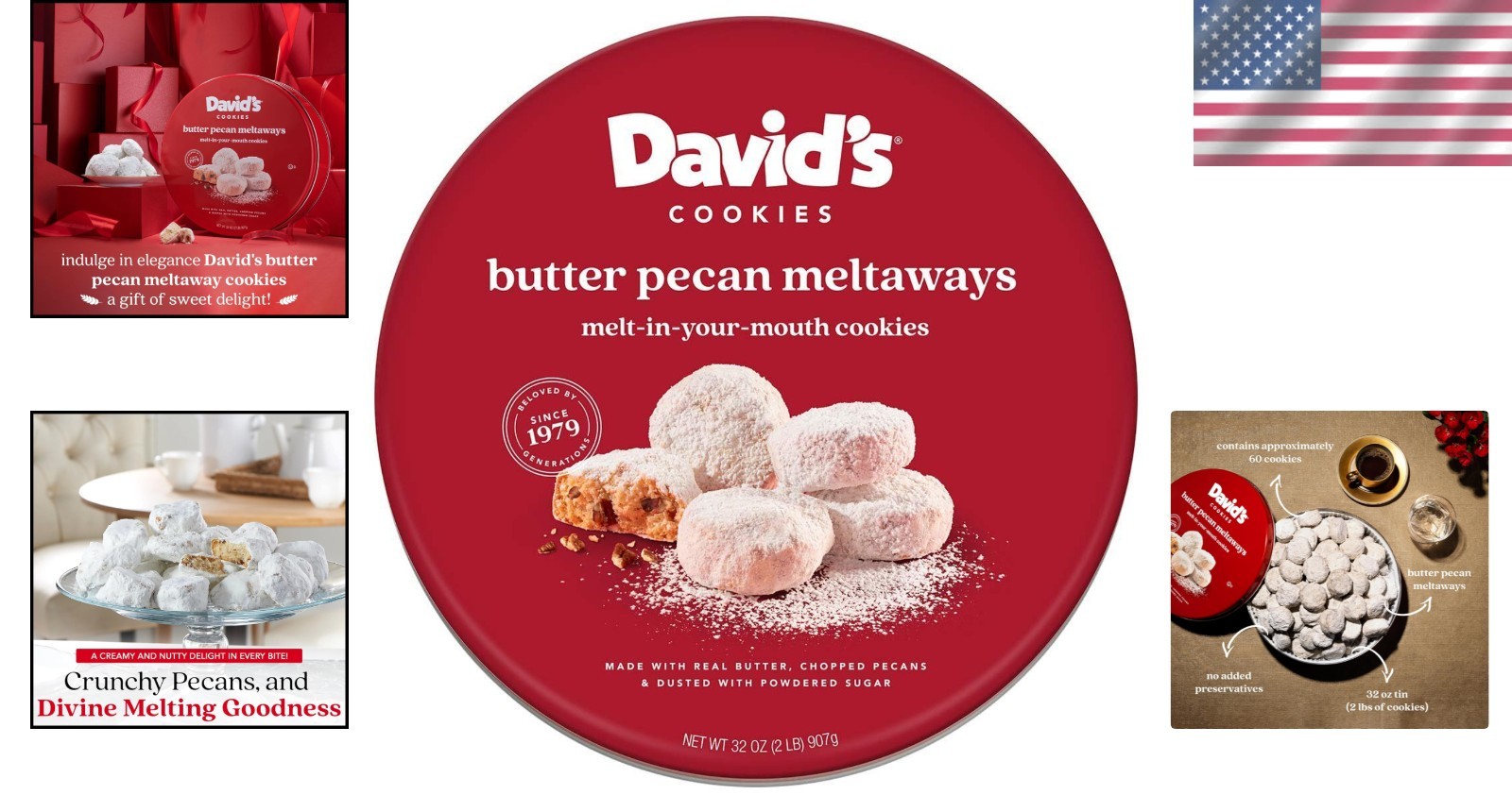 David’s Cookies Butter Pecan Meltaways 907g – Perfect Gift for Any Occasion
