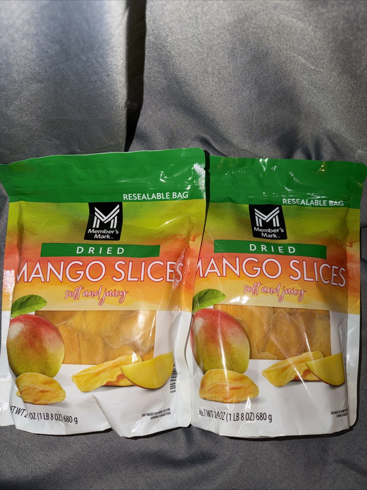 2x Member’s Mark Dried Mango 24oz Each, Fresh Premium Snack, New Sealed Bags