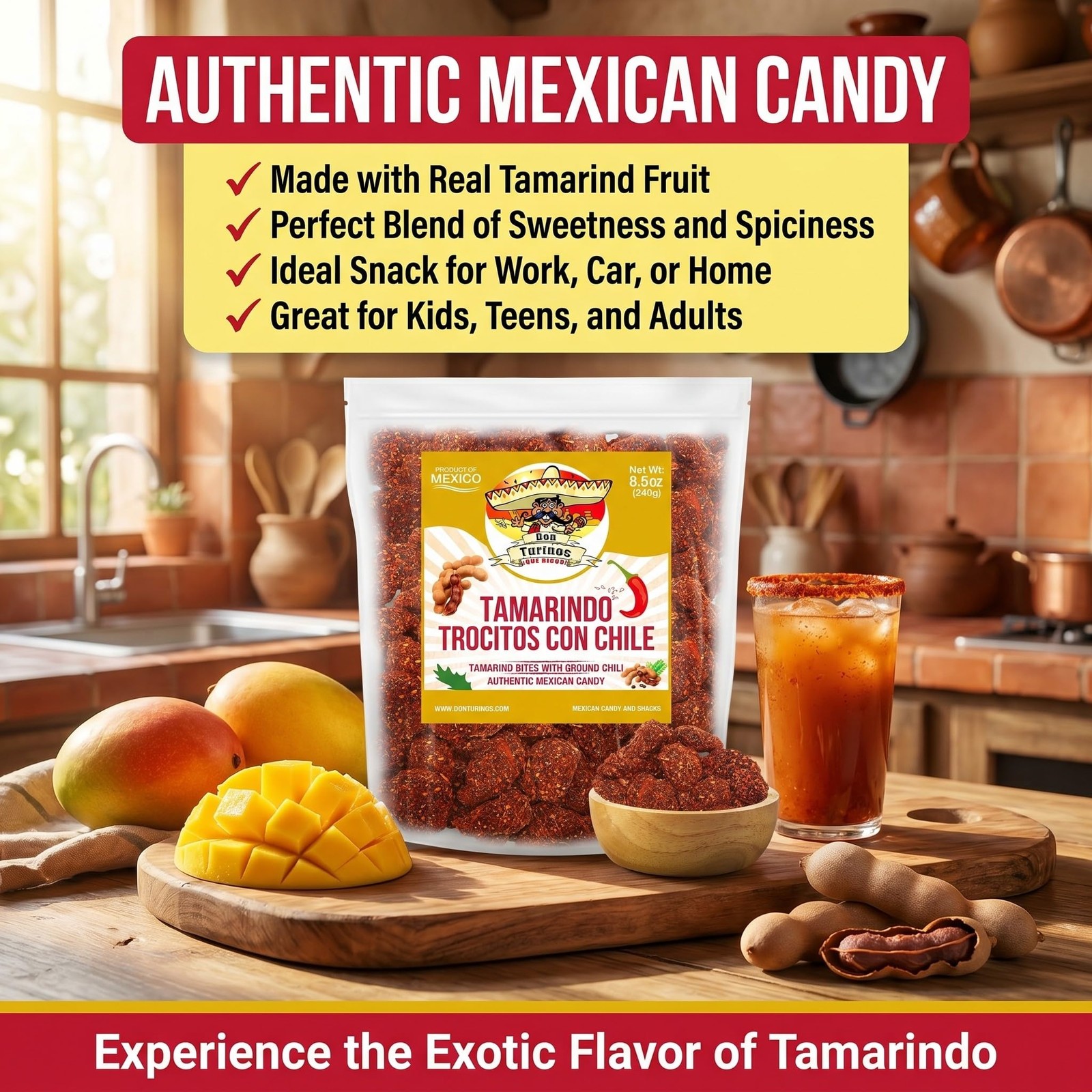 Tamarindo De Frutas Con Chile, Authentic Mexican 8.5 Ounce (Pack of 1), Red