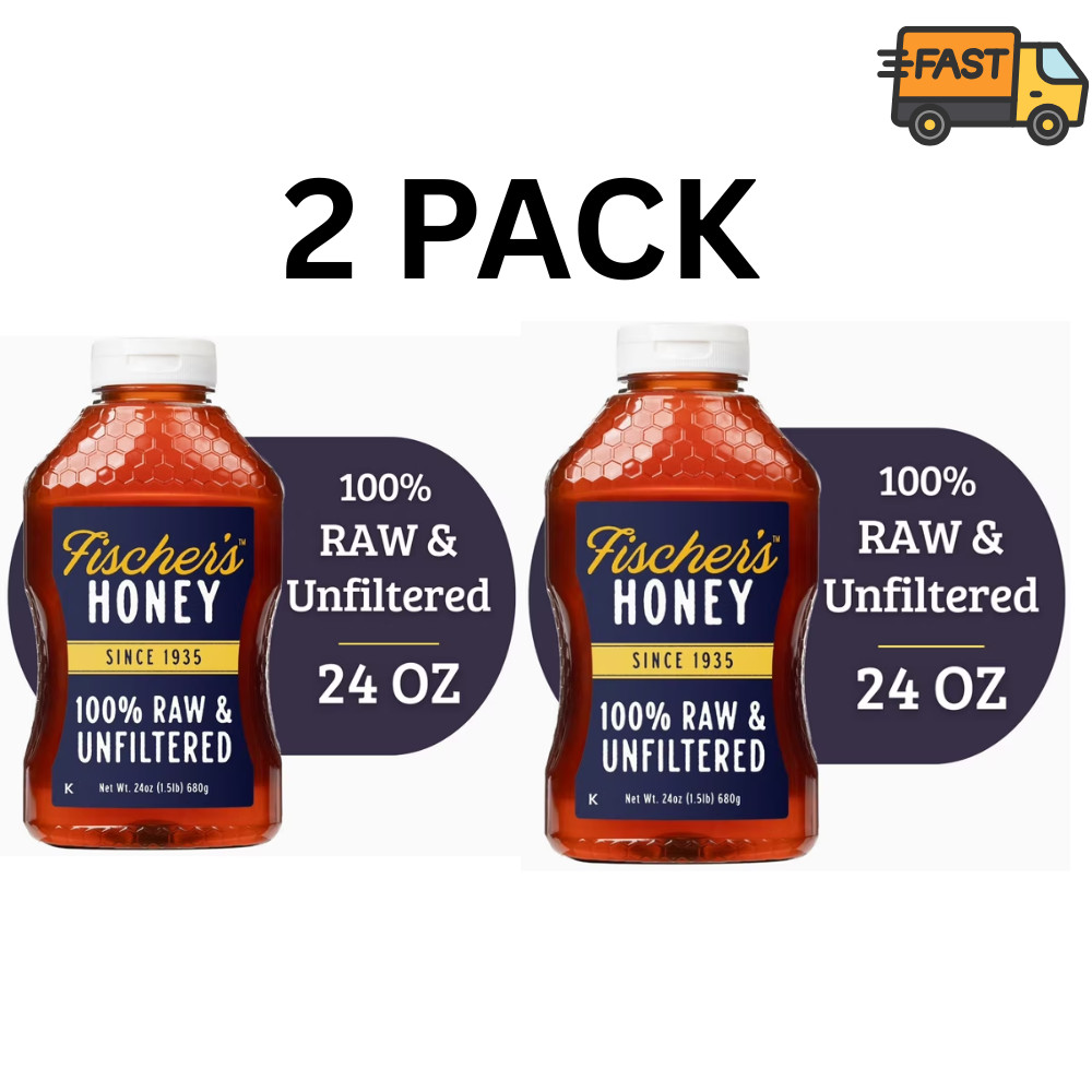 Fischer’s Raw & Unfiltered Honey 24 oz US Grade A Local Honey Pack of 2