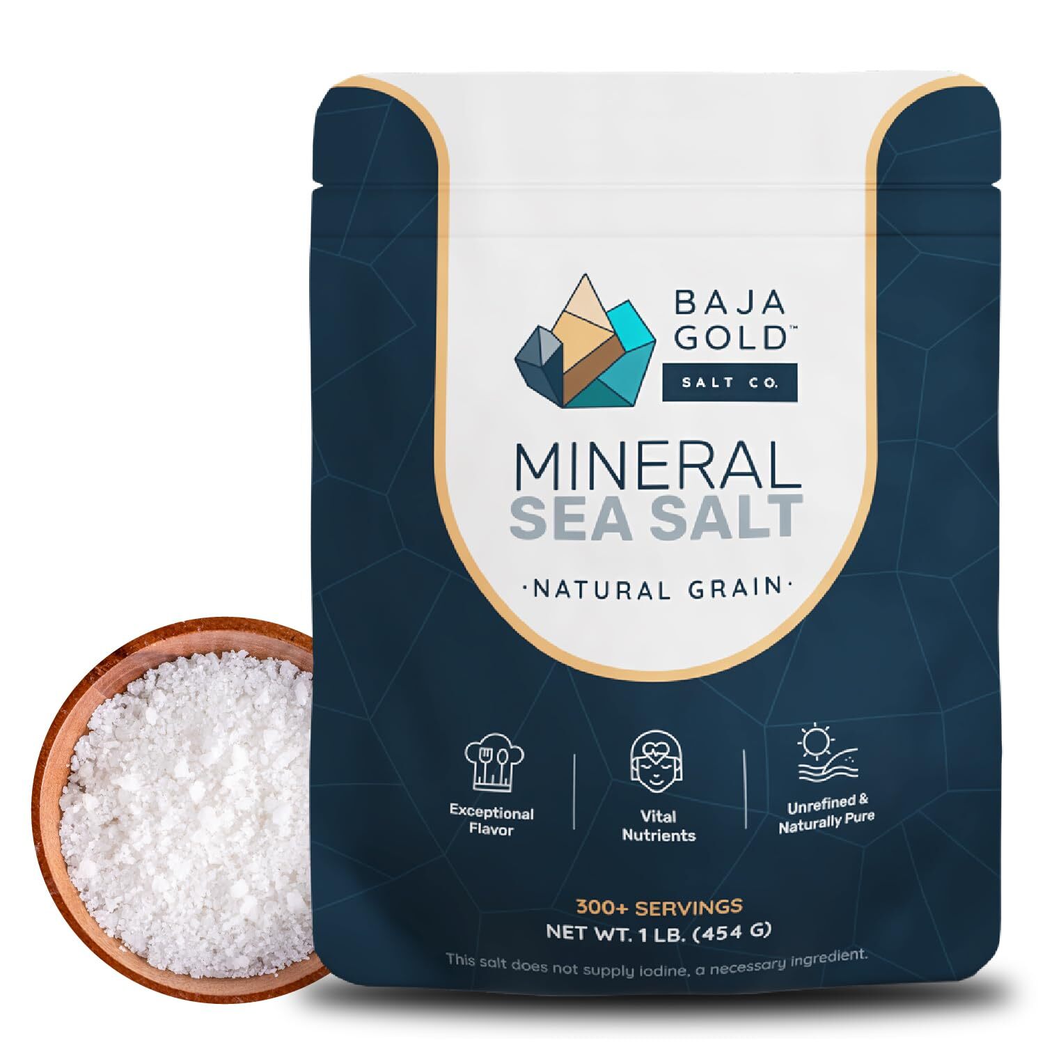 Baja Gold Mineral Sea Salt Natural Grain Crystals – 1 Lb. Bag (Pack of 1)