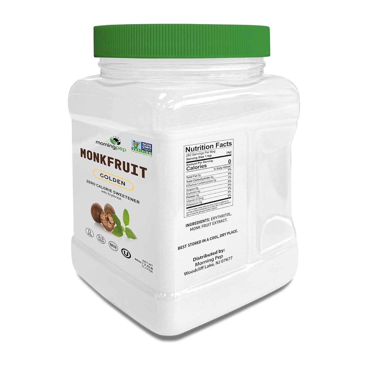 Morning Pep Monk Fruit Sweetener, Golden Sugar Substitute, 2.5 lb