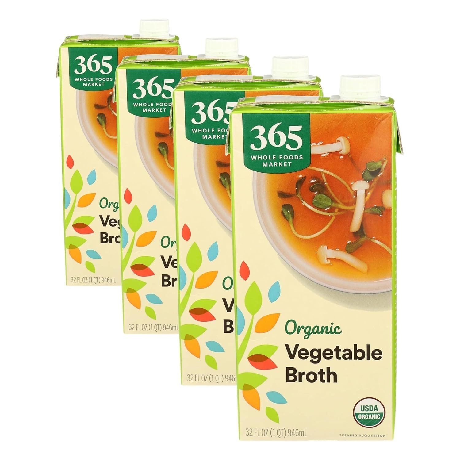 Organic Vegetable Broth, 32 Fl Oz Pack of 4