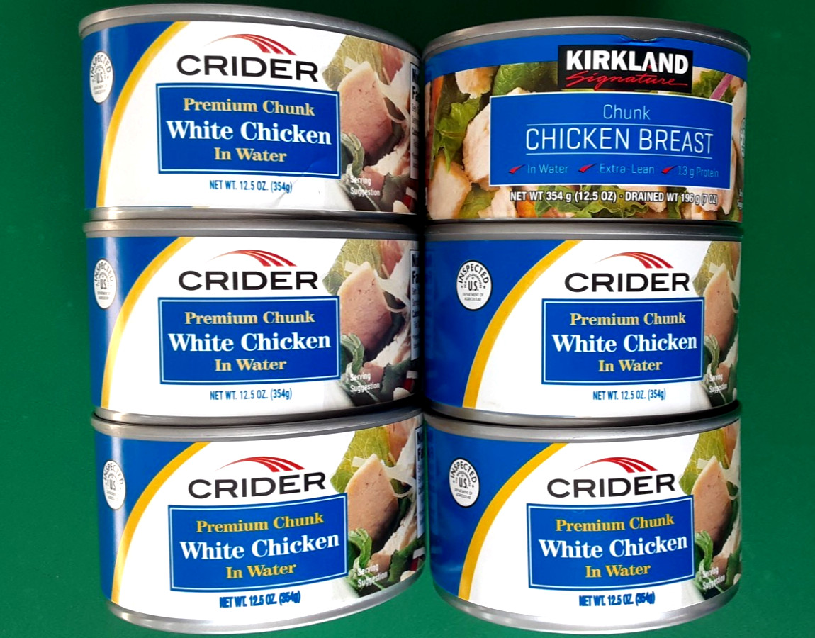 Lot of 6 – 12.5oz Cans Crider & Kirkland Chunk White Chicken 2026-2027 Dates