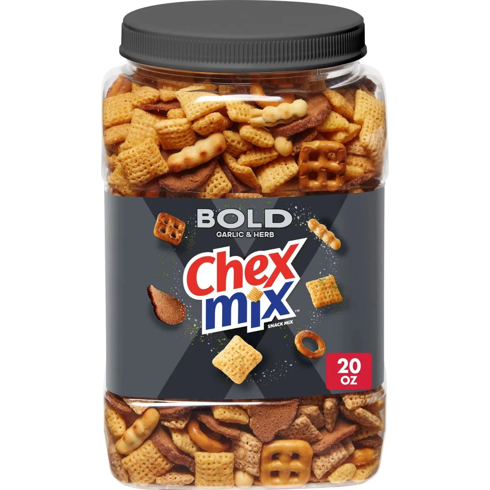 Chex Mix Bold Garlic and Herb Snack Mix, Snack Tub, 20 oz
