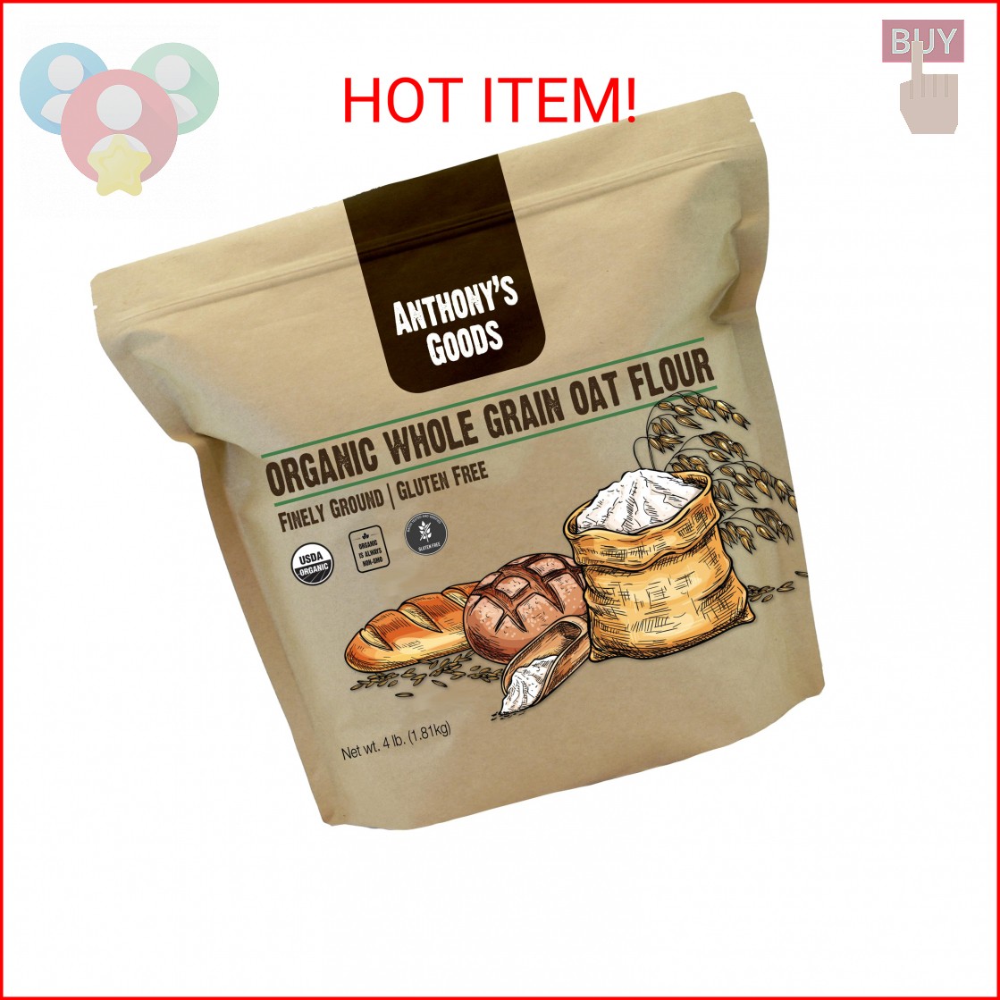 Anthony’s Organic Whole Grain Oat Flour, 4 lb, Gluten Free, Non GMO, Non Irradia