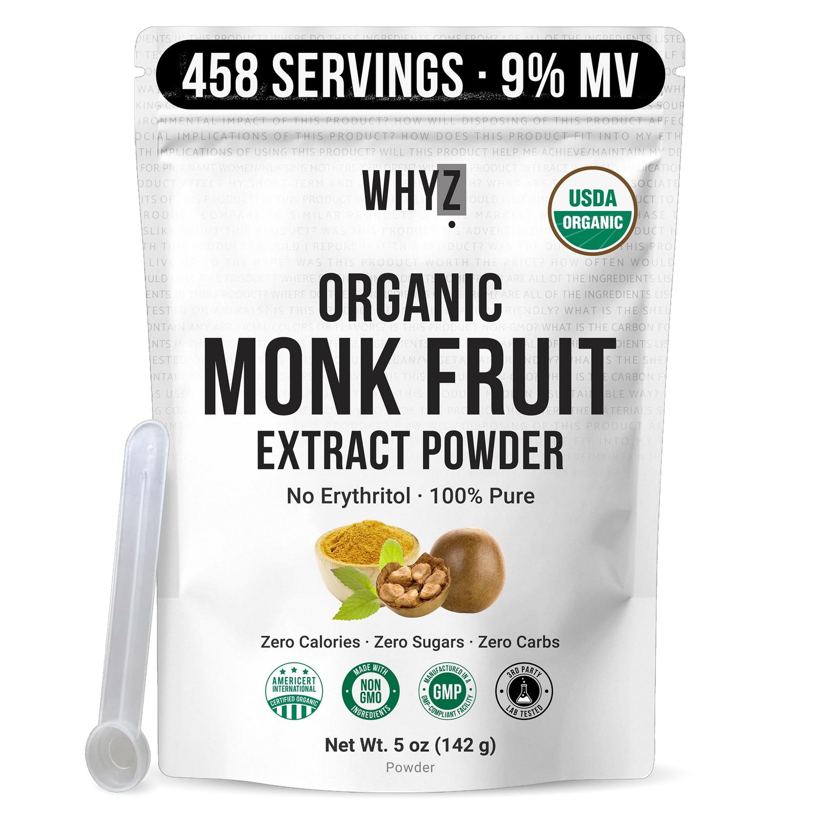 Organic Monk Fruit Extract, 100% Pure 5 Ounce (Pack of 1)