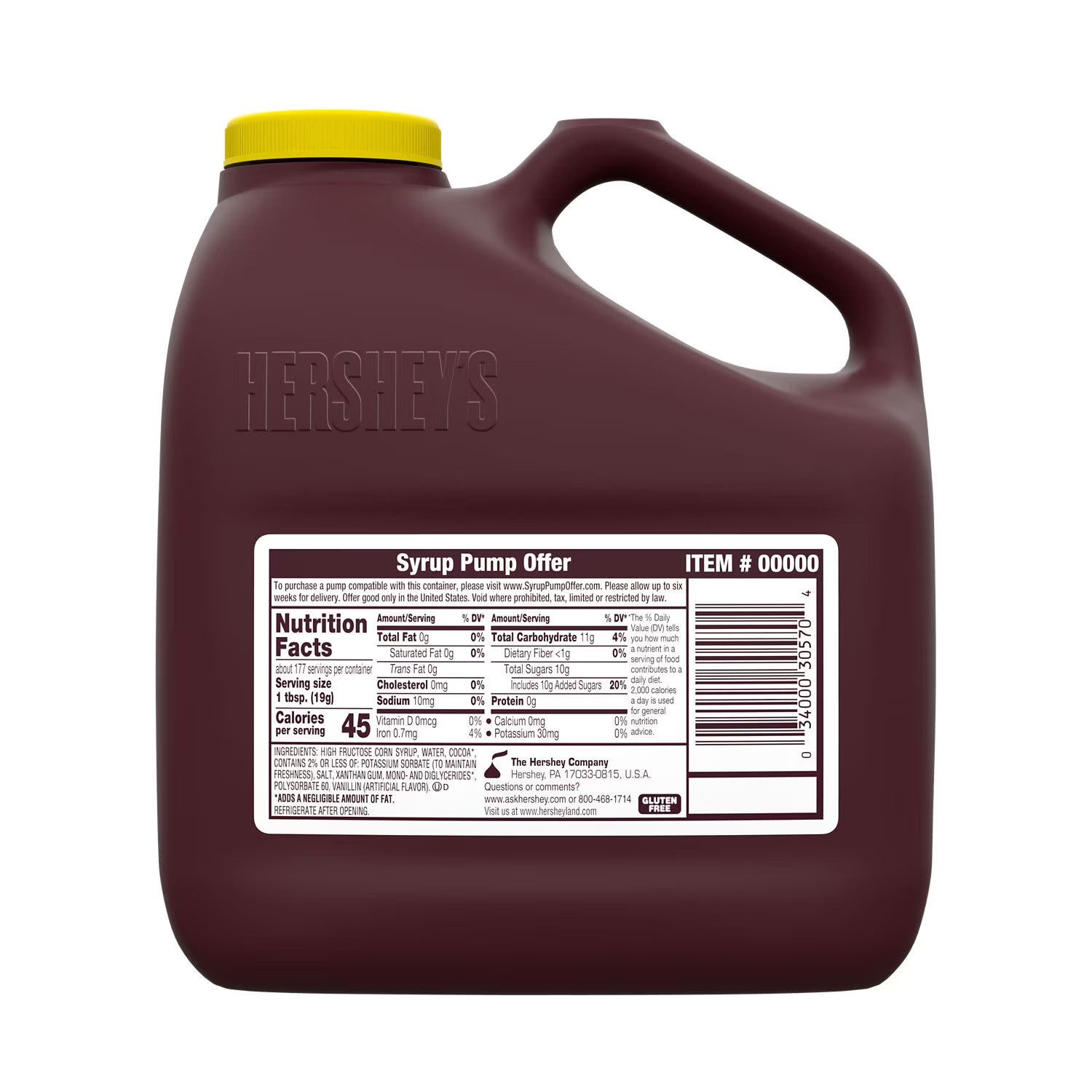 (2 pack) Hershey’s Chocolate Flavored Syrup, Bulk Jug 7 lb 8 oz