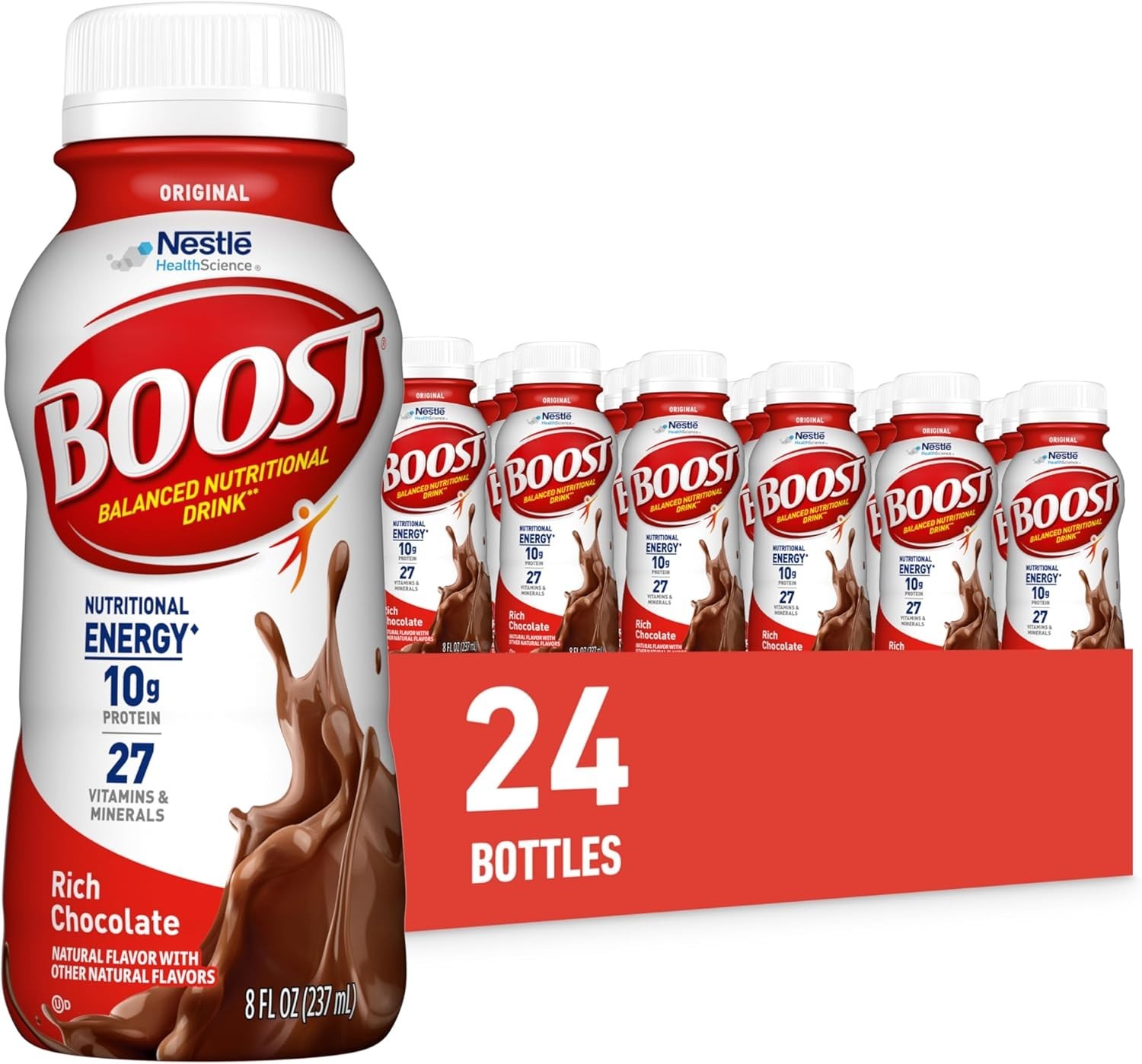 BOOST Original Ready to Drink Nutritional Drinks, Rich Chocolate Pack of 24