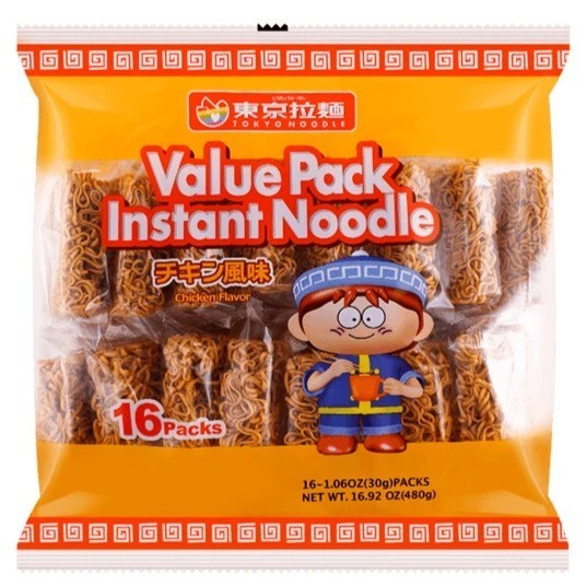 TOKYO NOODLE Japanese Instant Chicken Ramen Noodles, Value Pack, 16 Packs, 480g