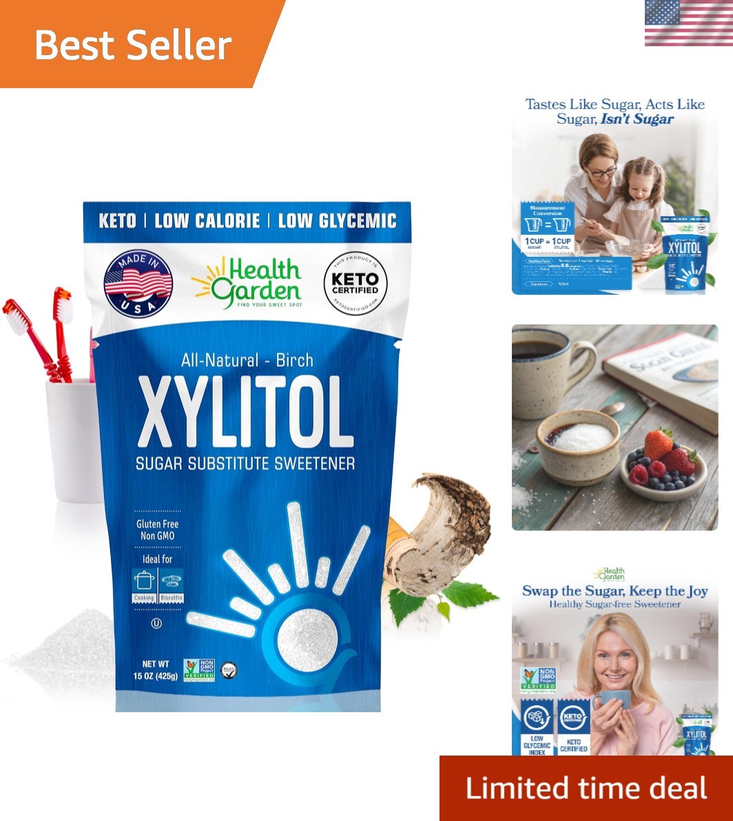 Birch Xylitol Sweetener 15oz – Sugar Alternative for Keto, , Dental Health