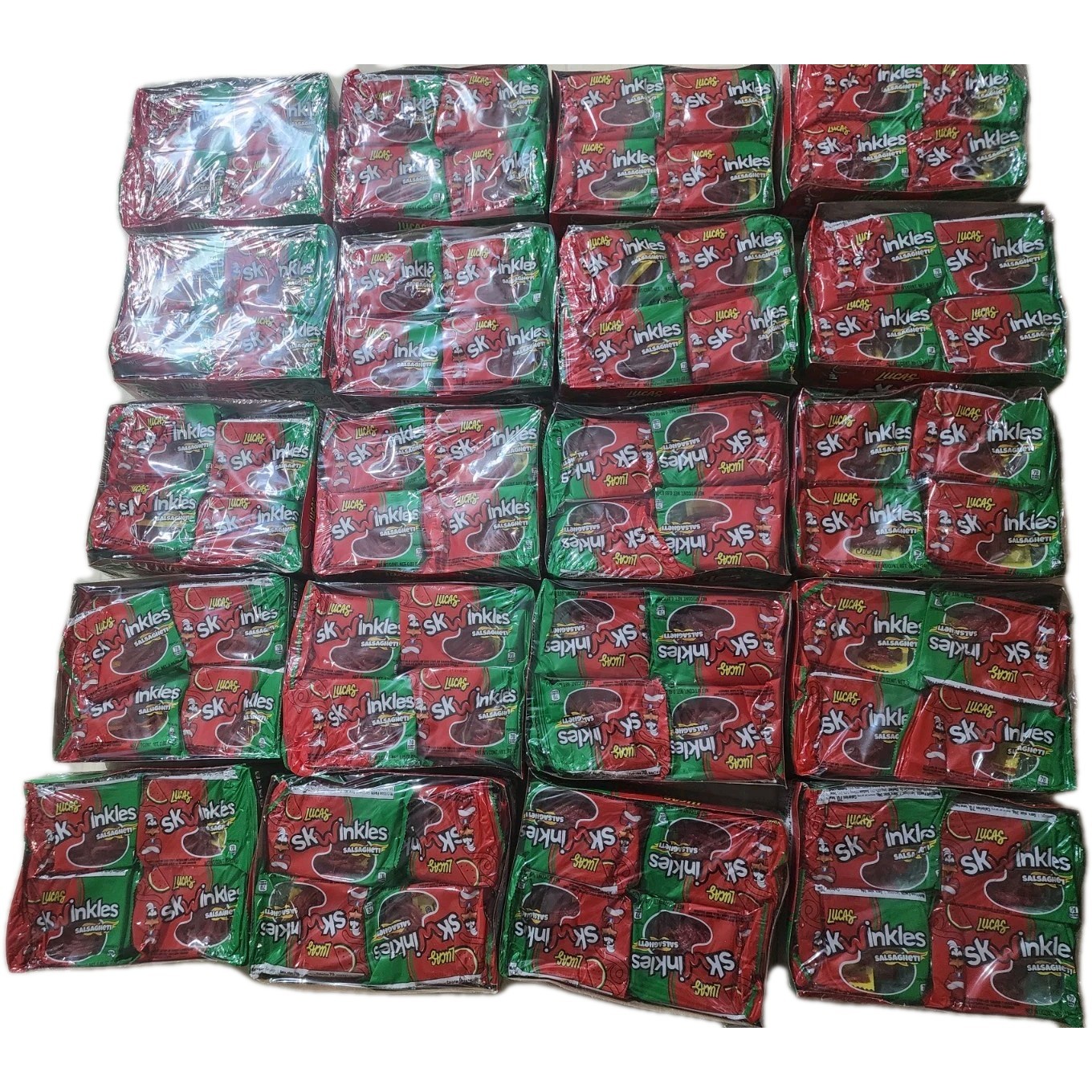 Case of 20 Displays of 12 Lucas Skwinkle Salsaghetti. 240 Packs. Wholesale Lot.