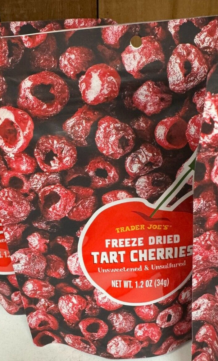 Trader Joe’s Organic Freeze Dried Tart Cherries Pitted 1.2 oz Each NEW