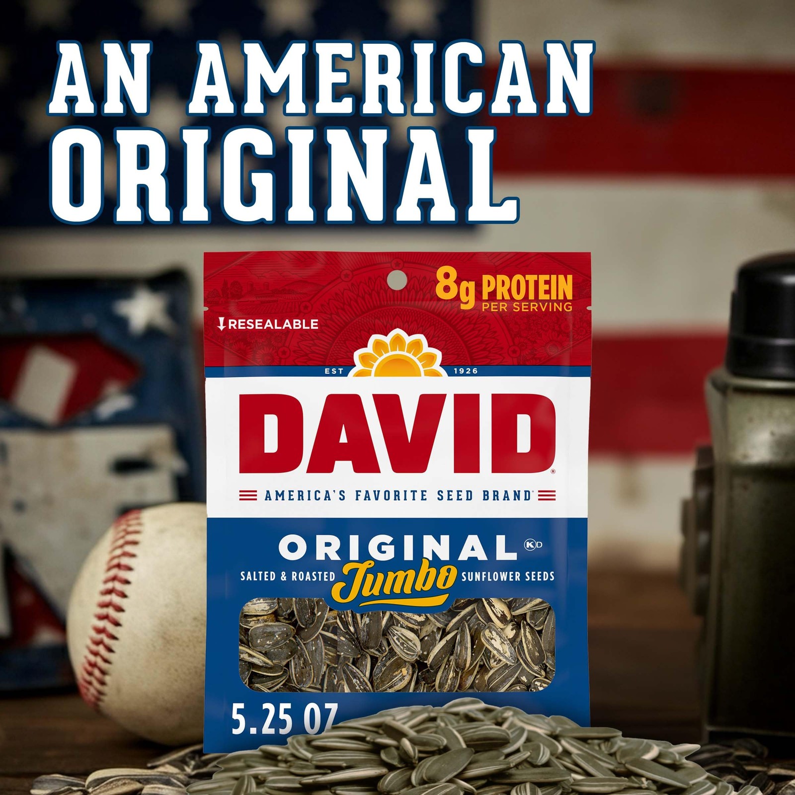 DAVID Jumbo Sunflower Seeds, Original Flavor, 5.25 oz. Ounce (Pack of 1)