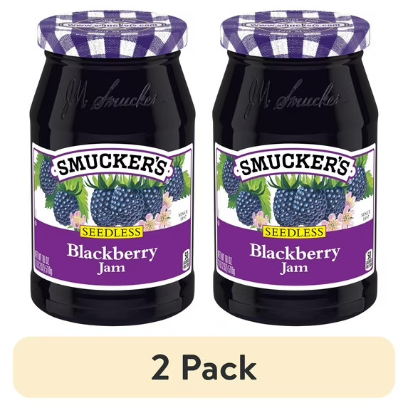 (2 pack) Smucker’s Seedless Blackberry Jam, 18 oz
