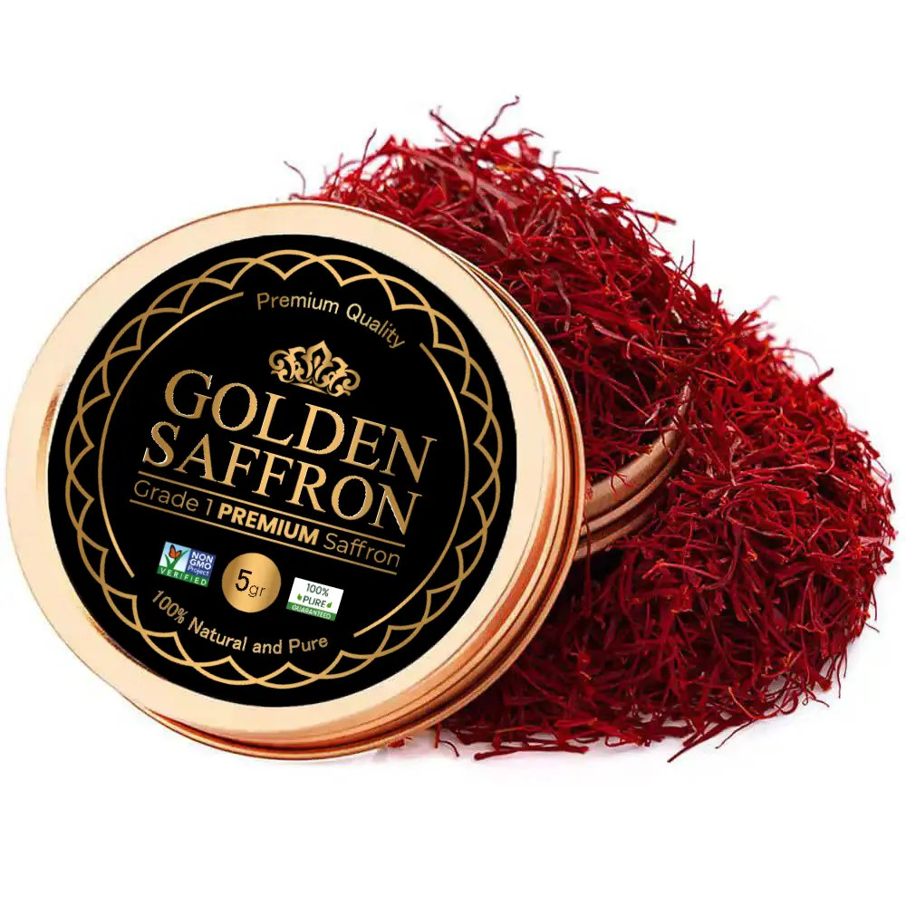 Golden Saffron, Finest Pure Premium All Red Saffron Threads, Grade A+ Super Negi