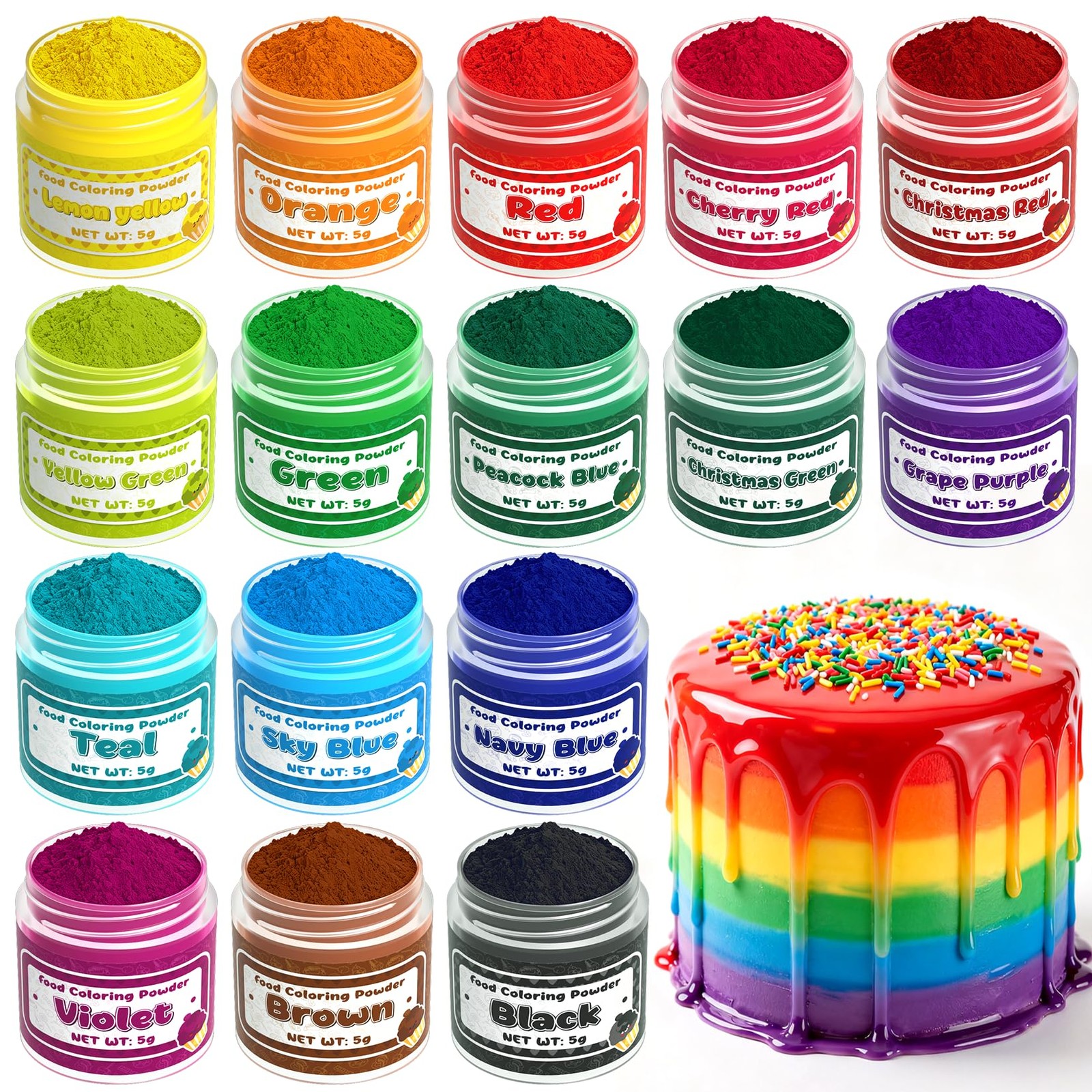 0.18 Ounce (Pack of 16), Black, Violet, Navy Blue, Green, Orange, Red,…