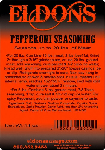 Eldon’s Pepperoni Sausage Seasoning – 14 oz – Seasons 20 lbs of Meat – Flavorful