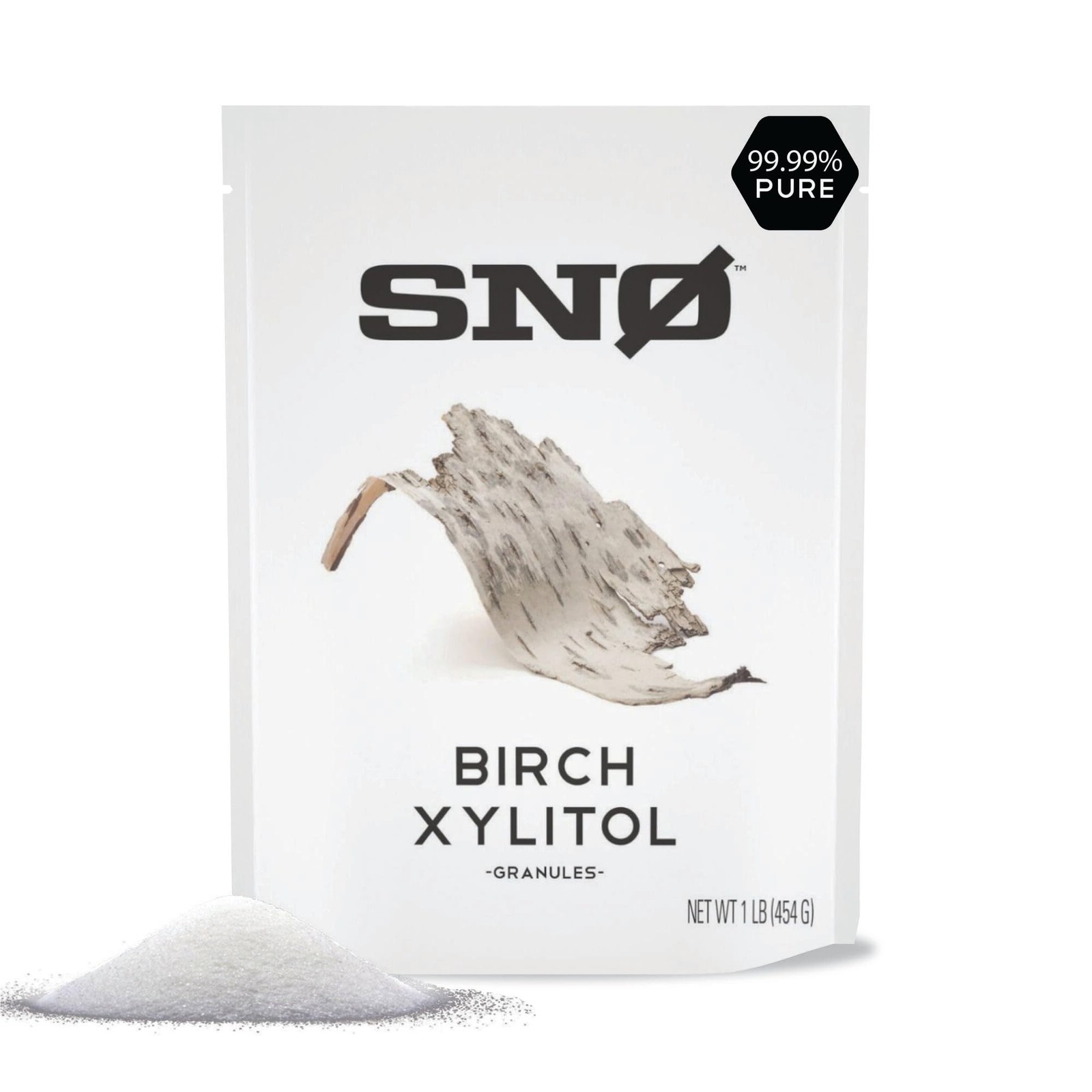 SNO Pure Birch Xylitol Sweetener – 1lb Resealable Bag | Low 1-Pound