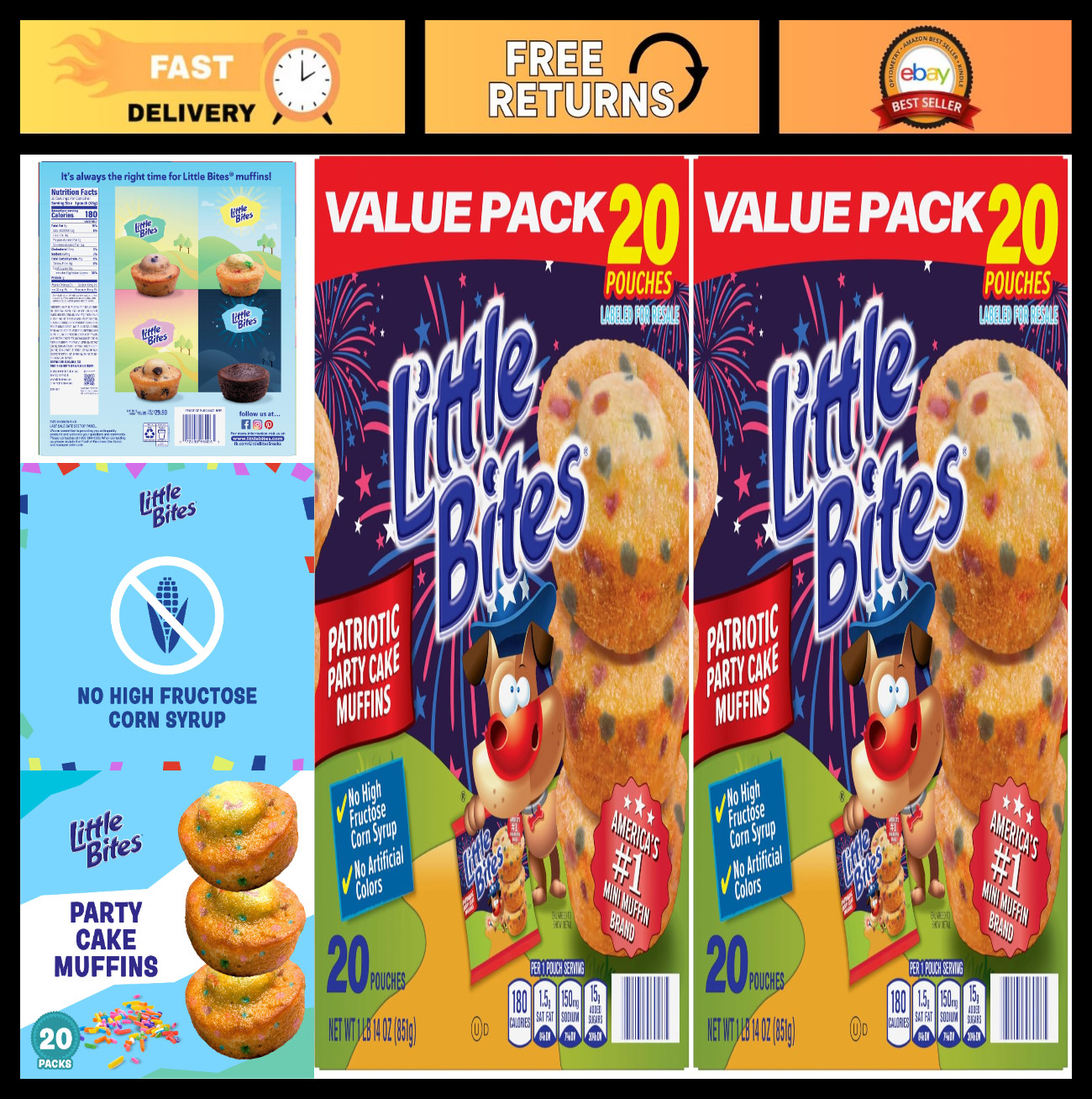 Value Pack Mini Muffins – Party Cake & Sprinkles, 20 Individual Packs, 30 oz