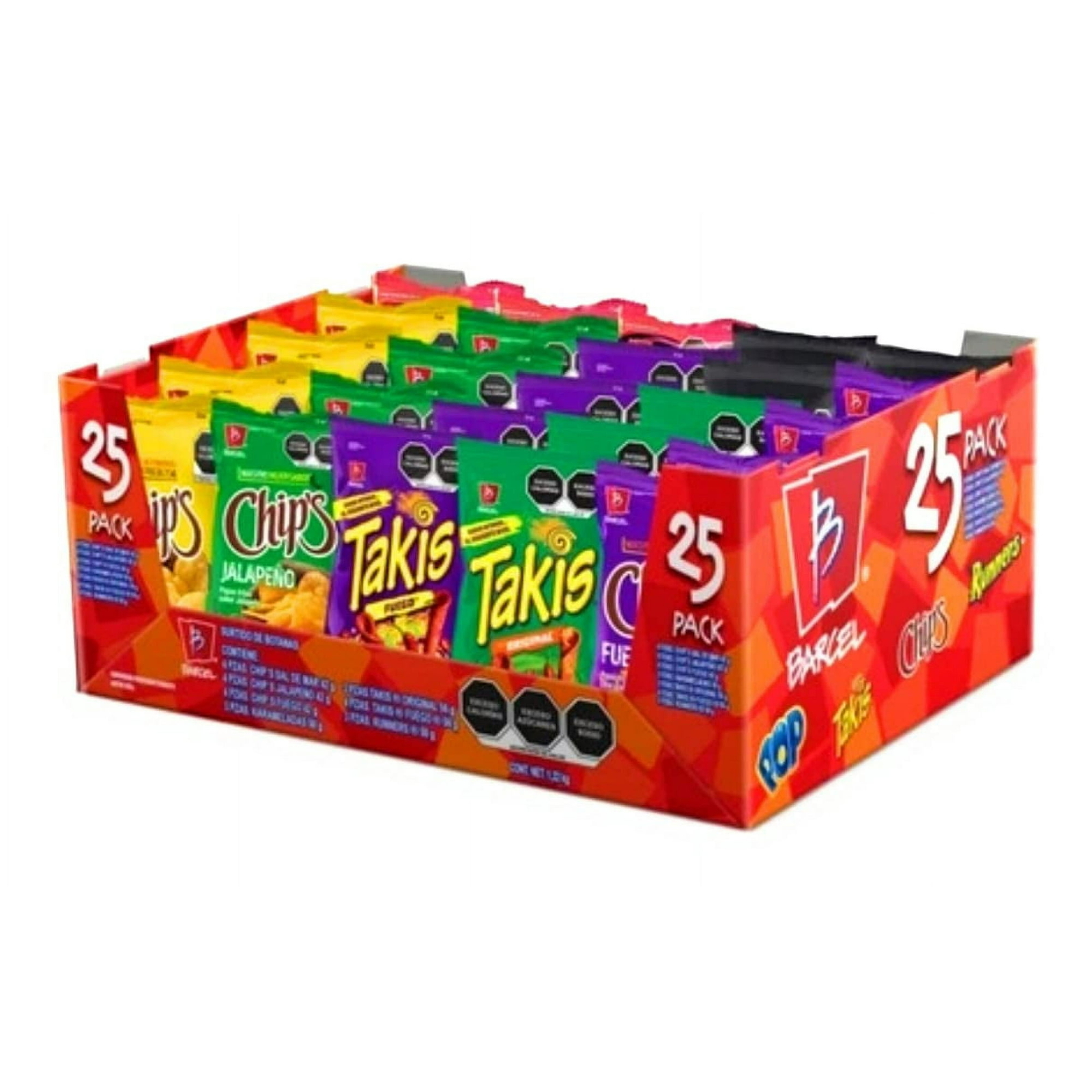 Takis Fuego Variety Pack 25 Count | Spicy Barcel Chips Snacks Popcorn | Botanas