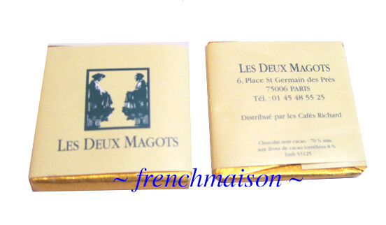 6 Les Deux Magots French St Germain Left Bank Paris Cafe Dark CHOCOLATE SQUARE