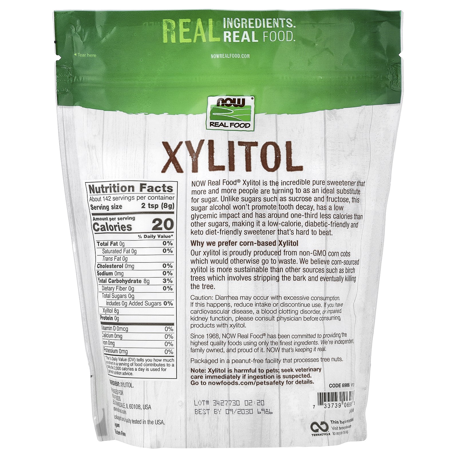 Now Foods Xylitol 2.5 lbs 1134 g No Artificial Colors, No Artificial Flavors,