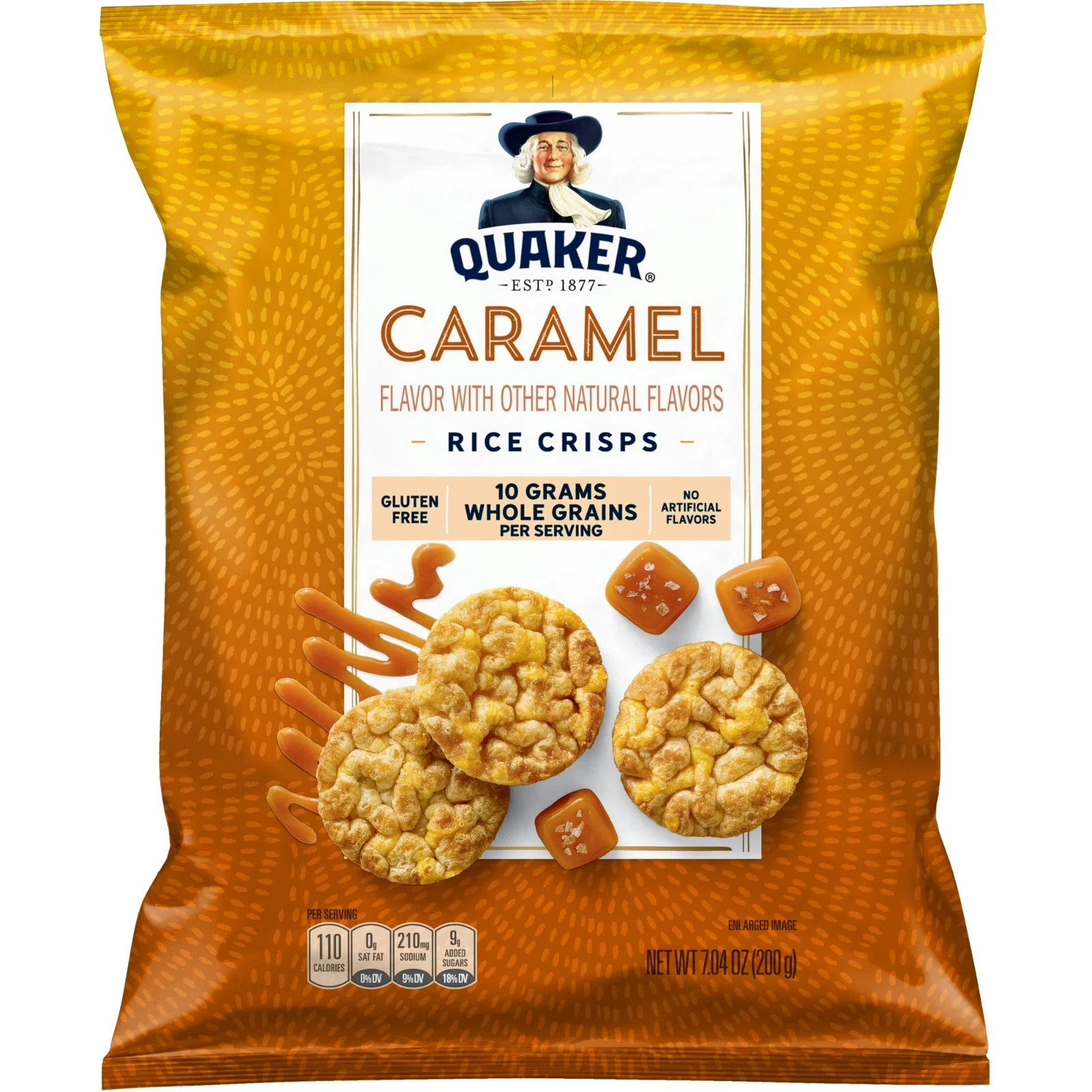 Quaker Caramel Flavored Rice Crisps 7.04 Oz Bag Crispy Snack Treat Ready-to-Eat