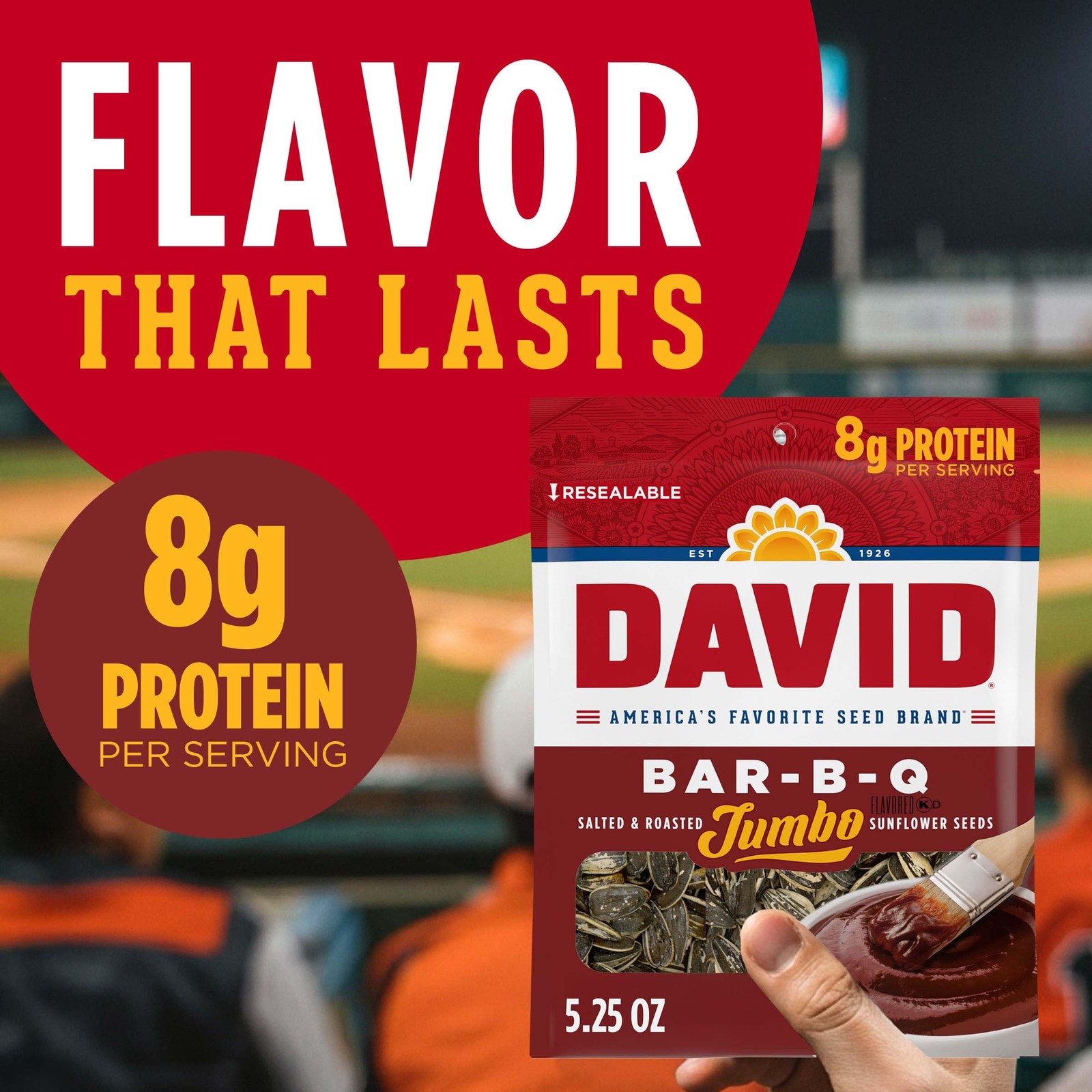 DAVID Jumbo Sunflower Seeds, Bar-B-Q Flavor, Father’s 5.25 Ounce (Pack of 1)