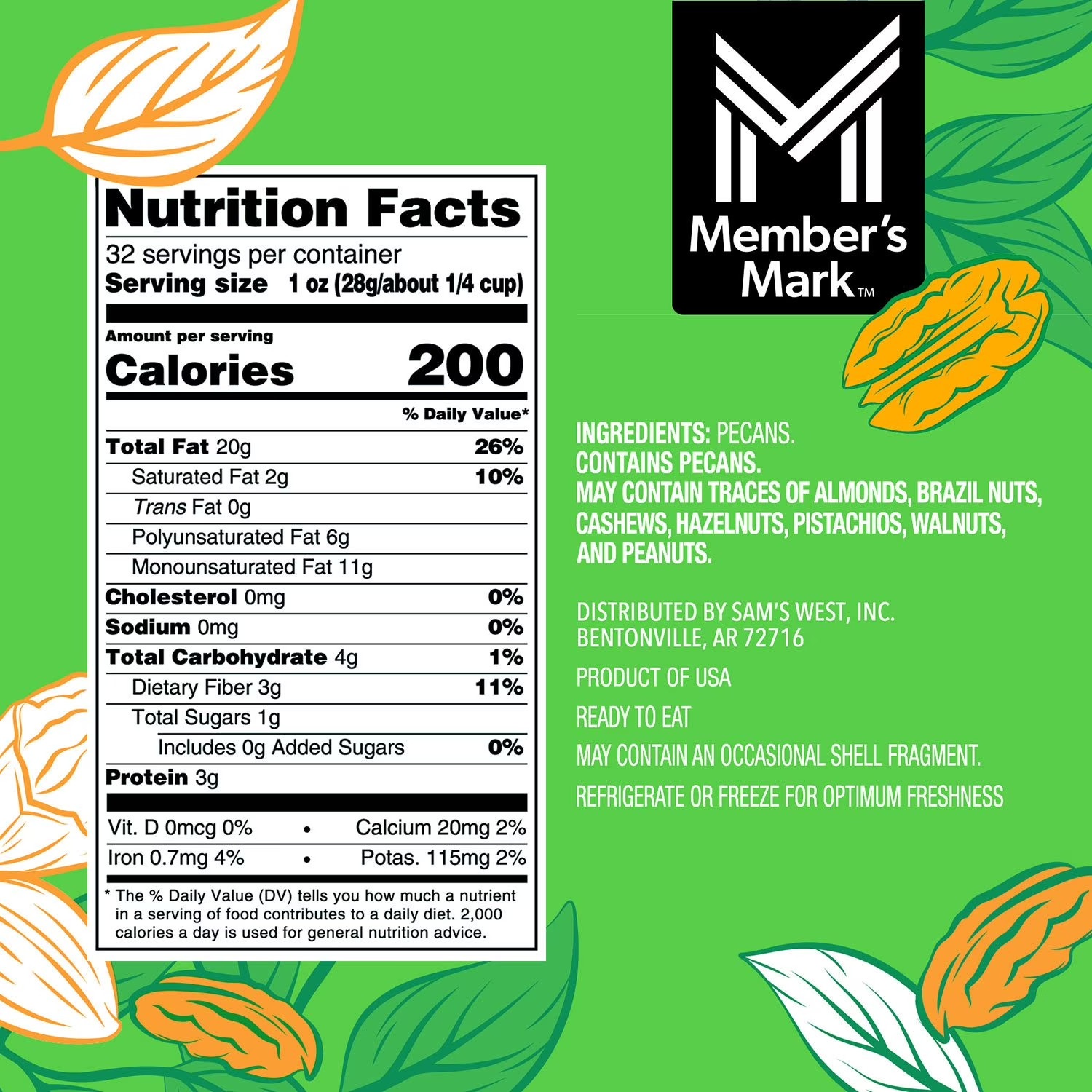 Member’s Mark Natural Pecan Halves, 32 oz FAST Shipping