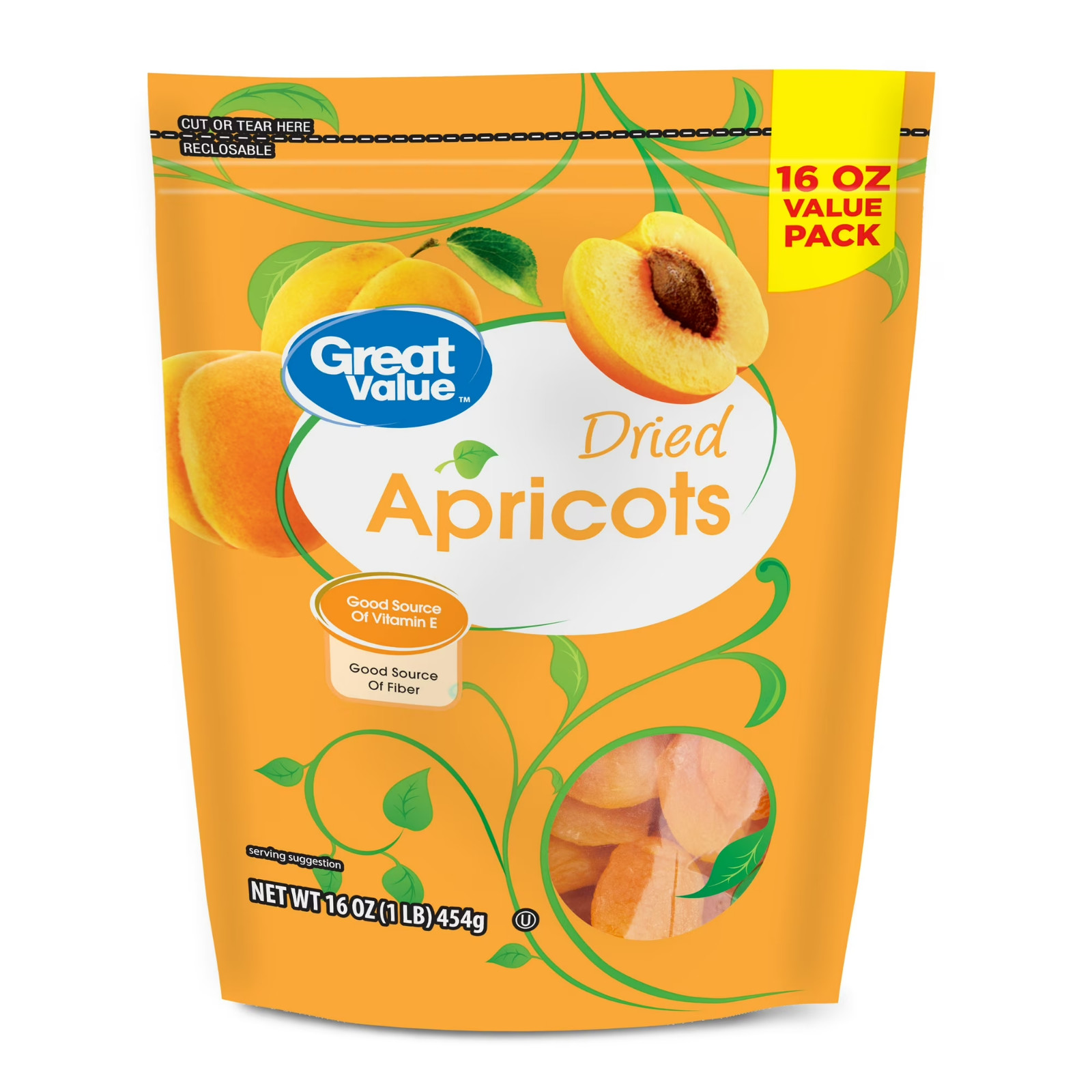 New Great Value Dried Apricots, 16 Oz Free Shipping New