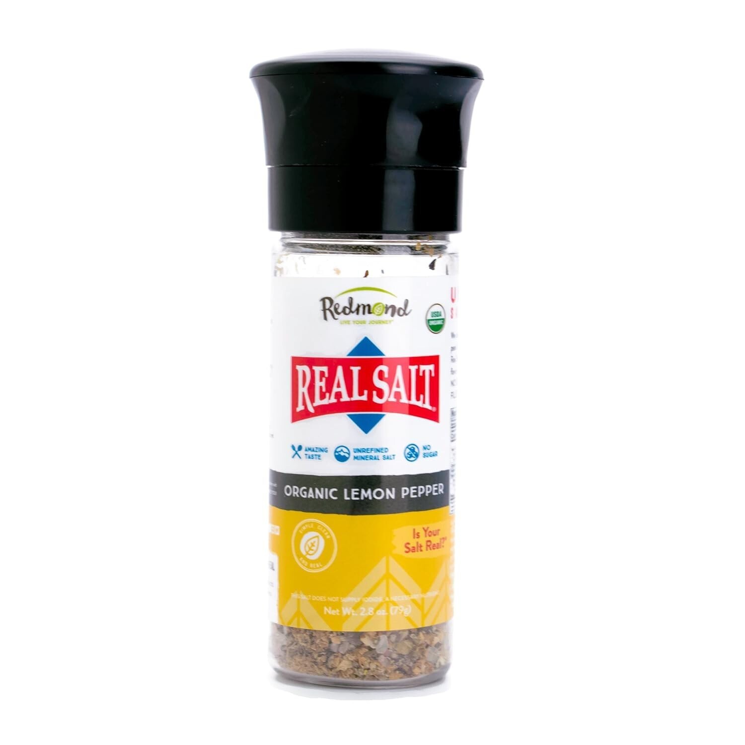 Redmond Real Sea Salt Organic Lemon Pepper Grinder 2.8oz 10239