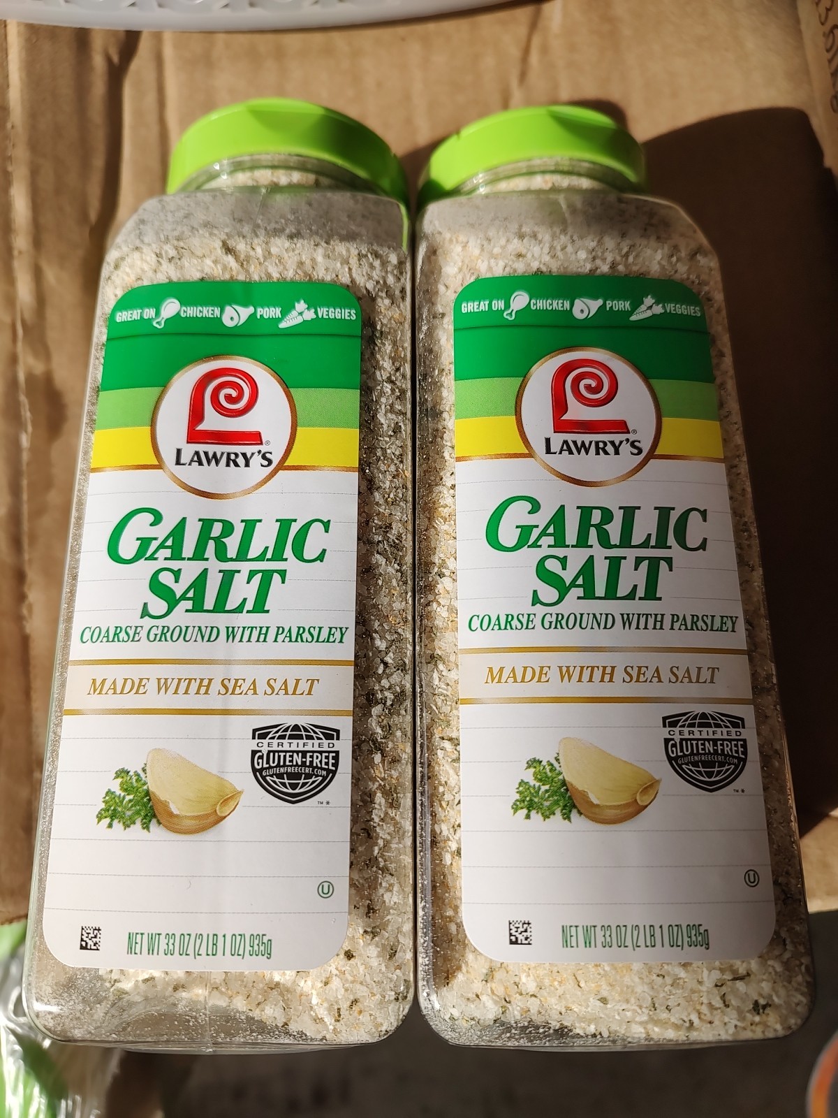 2 Lawry’s Coarse Ground Garlic Salt with Parsley 33 oz.BB Feb 2026.