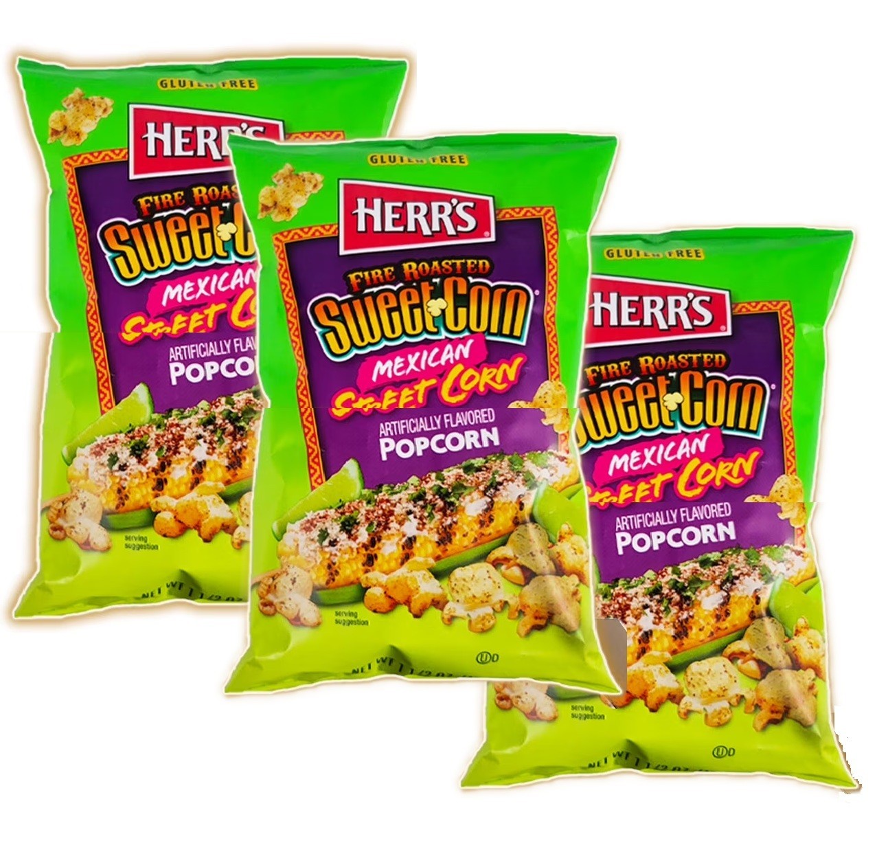 Herr’s Popcorn FIRE ROASTED Mexican Sweet Corn Smoky Crunchy 1.5Oz 3Pk FEB 2026
