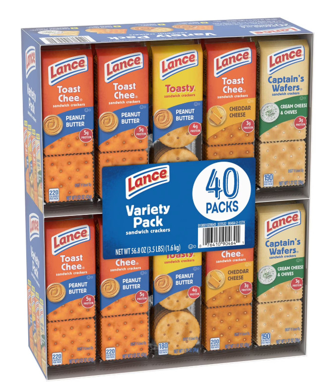 Lance Variety Pack Sandwich Crackers 40 Count Individually Wrapped Snack Packs