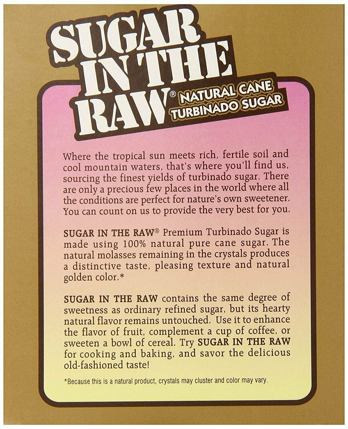 Sugar in the Raw Natural Cane Turbinado Sugar 25 Packets 4 Ounce Each 113 Grams