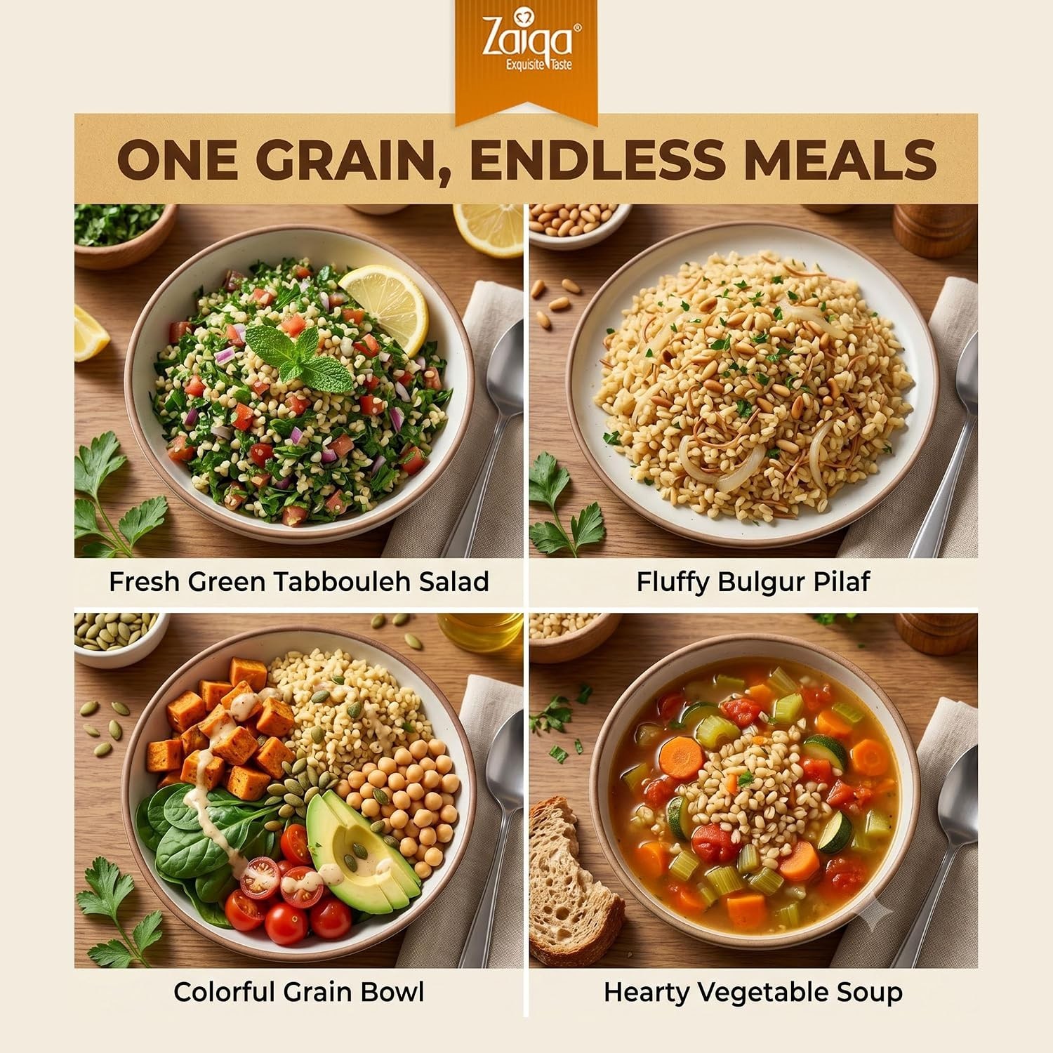 Nutrient-Dense Zaiqa Bulgur Wheat 2LB – , Non-GMO, Fast Cooking Grain