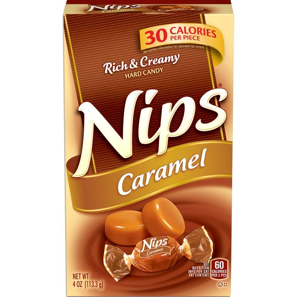 Delicious Nips Caramel Flavor Hard Candy, 3.25oz Bags – 12 Count, Enjoy Anytime!
