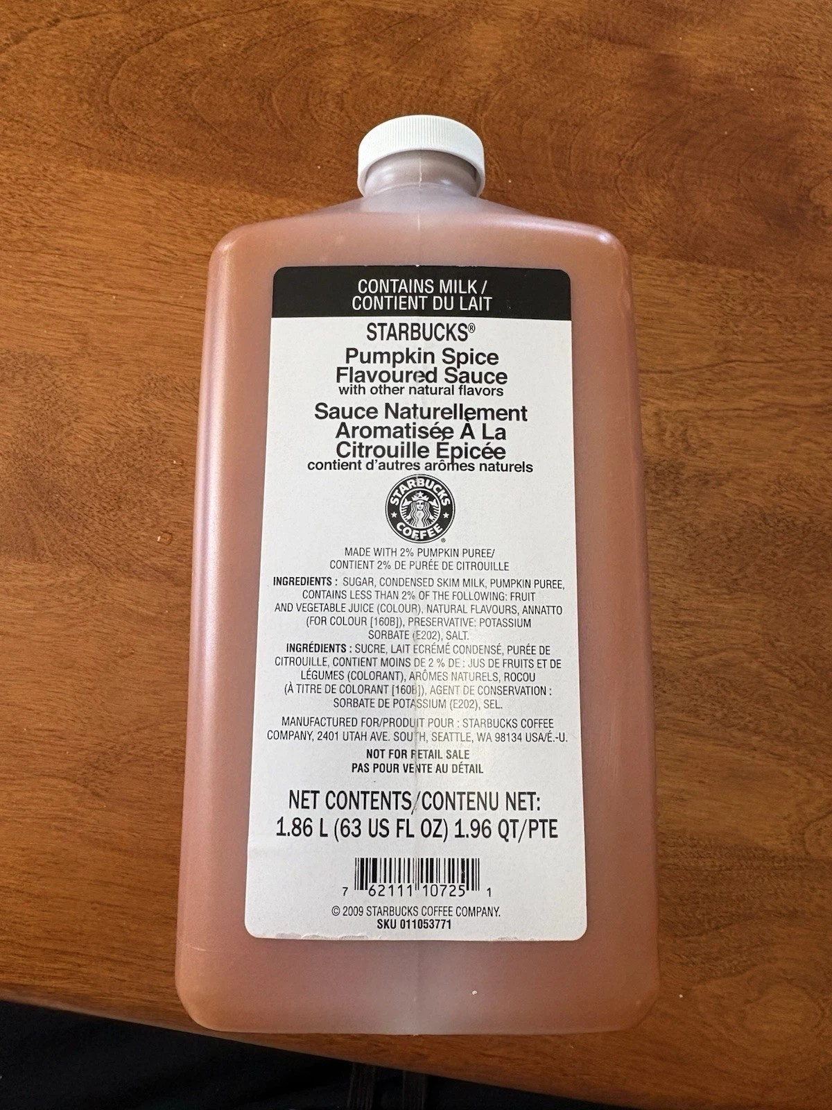 Starbucks Pumpkin Spice Sauce 1.86L (63 fl oz) Sealed No Pump