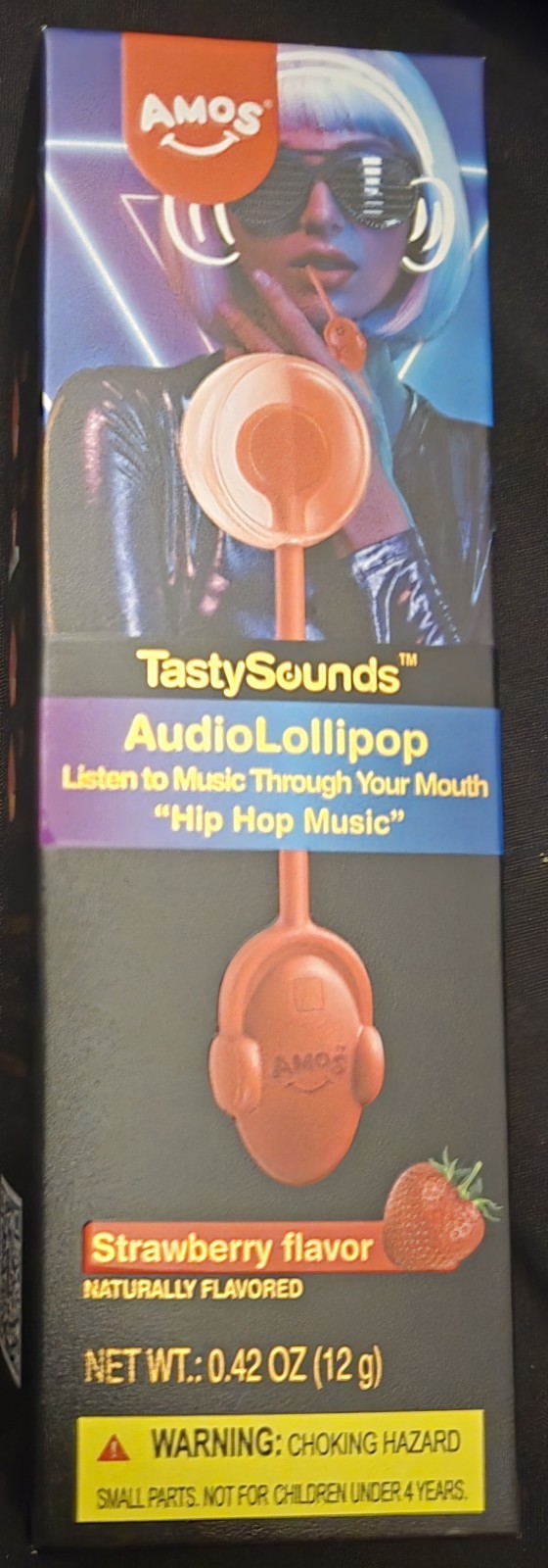 Amos Tasty Sounds Audio Lollipop Strawberry Flavor Music Mouthpiece 4/2026