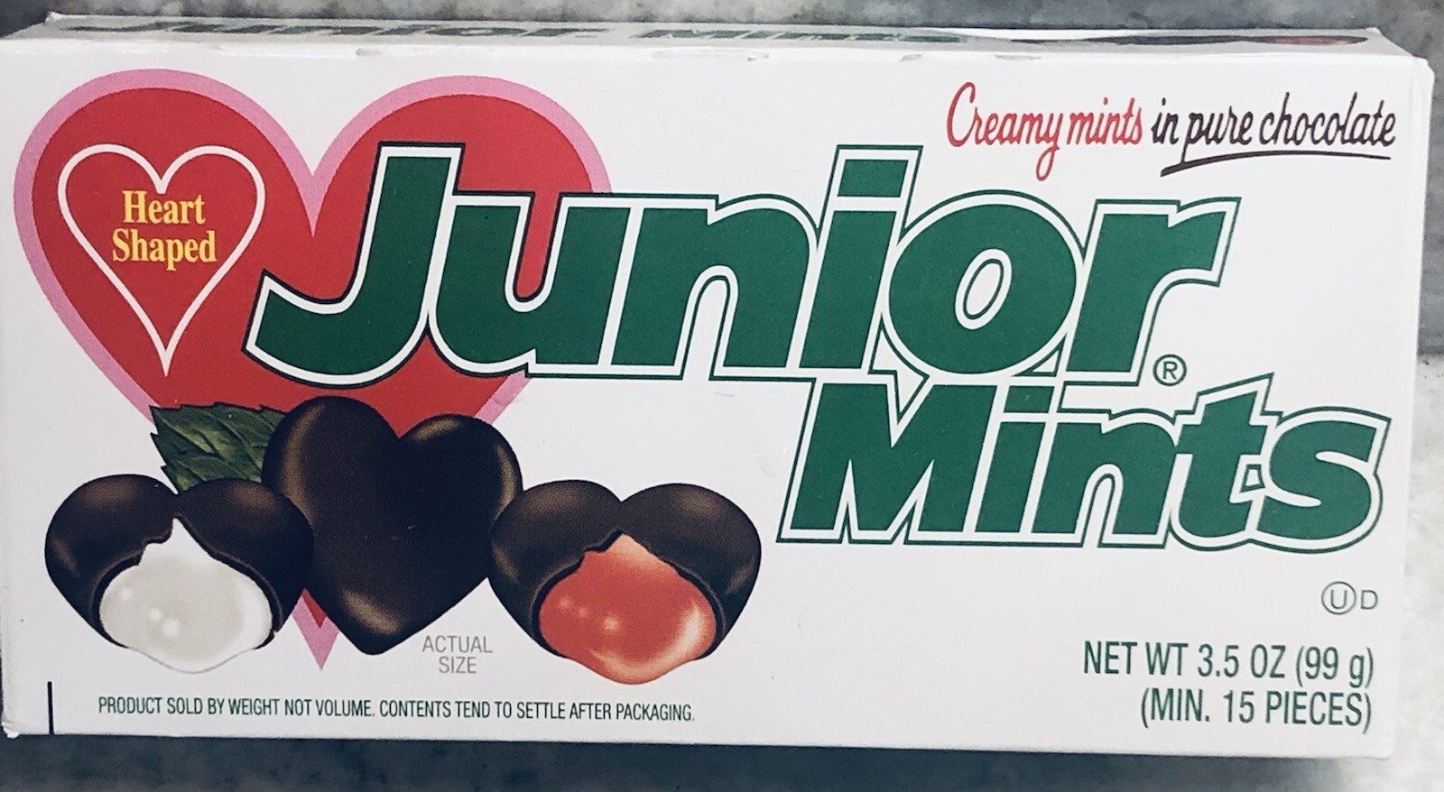 Valentines Day Candy Junior Mints Heart Shaped 3.5 OZ Box-NEW-SHIPS SAME BUS DAY