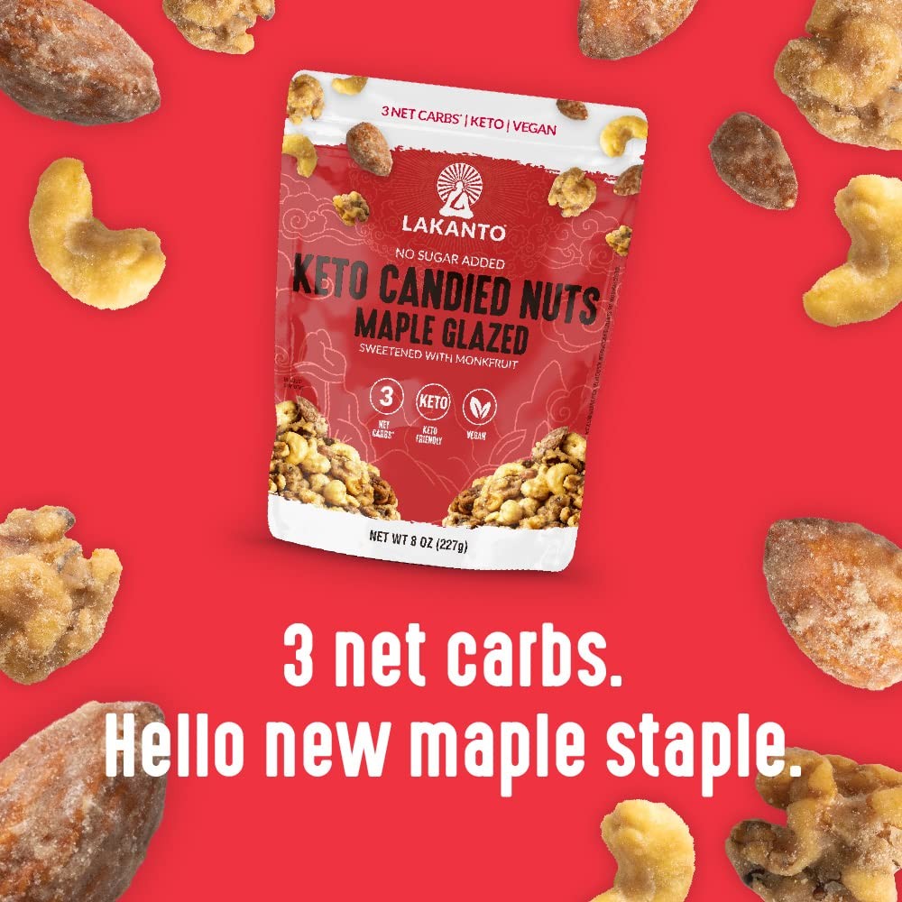 Lakanto Candied Nuts Maple Glazed – No Sugar Added, Sweetened with Monk Fruit…