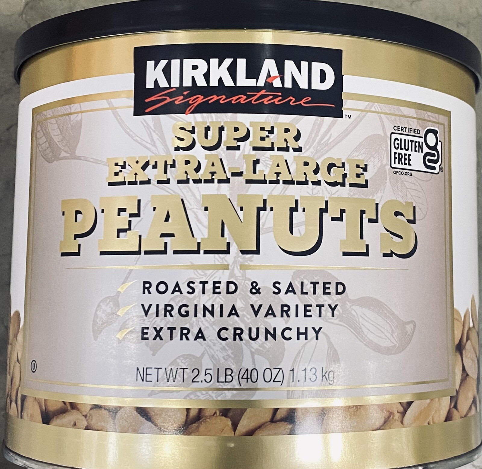 KIRKLAND Signature Super Extra Large Roasted & Salted Virginia Peanuts 40 oz Can