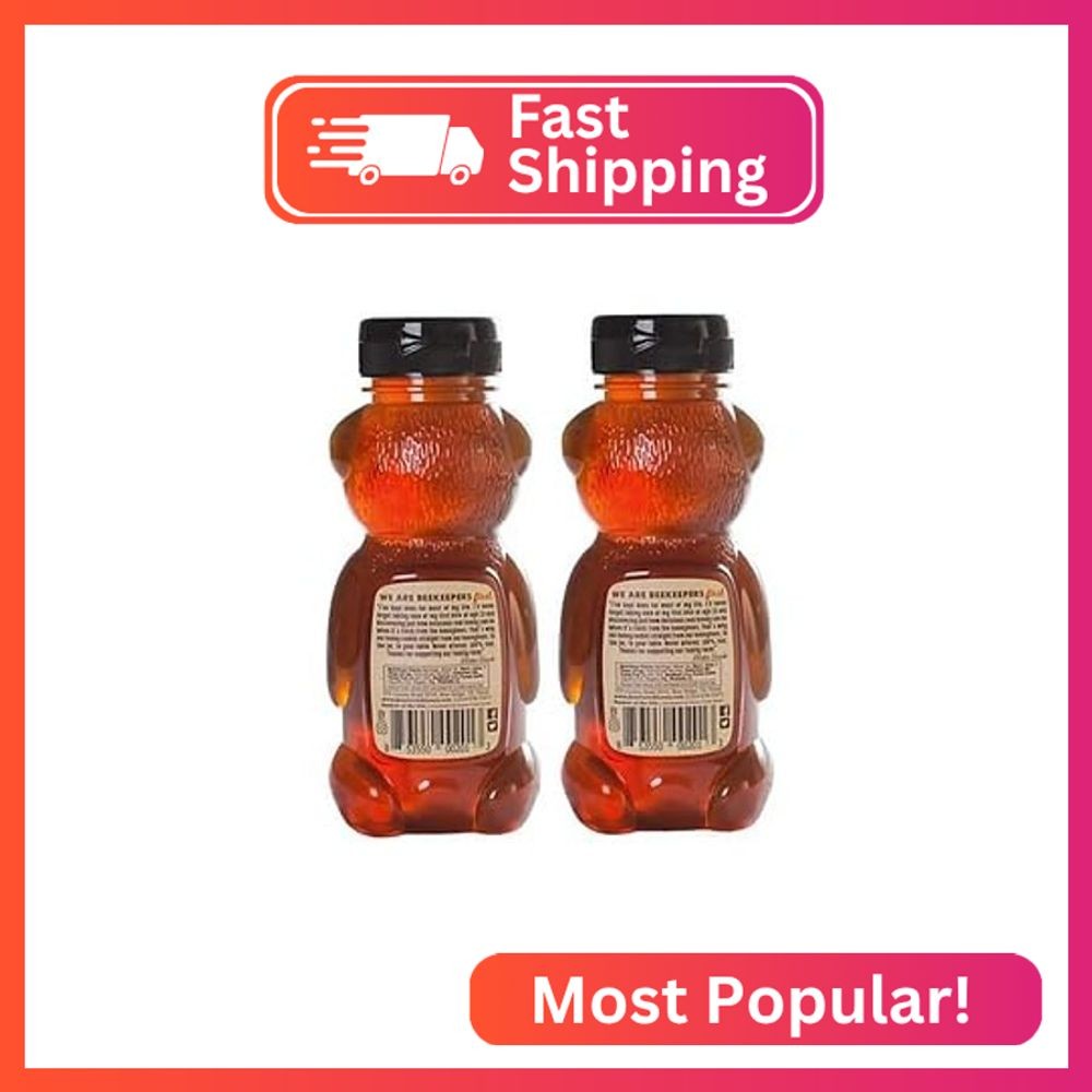 Pack of Two 12 oz. Honey Bears Raw, Unfiltered, Unpasteurized Texas Honey by Des
