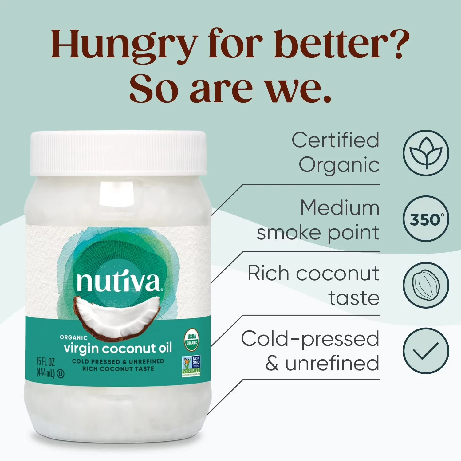 Nutiva Organic, Cold-Pressed, Unrefined, Virgin Coconut Oil from 15 Fluid Ounces