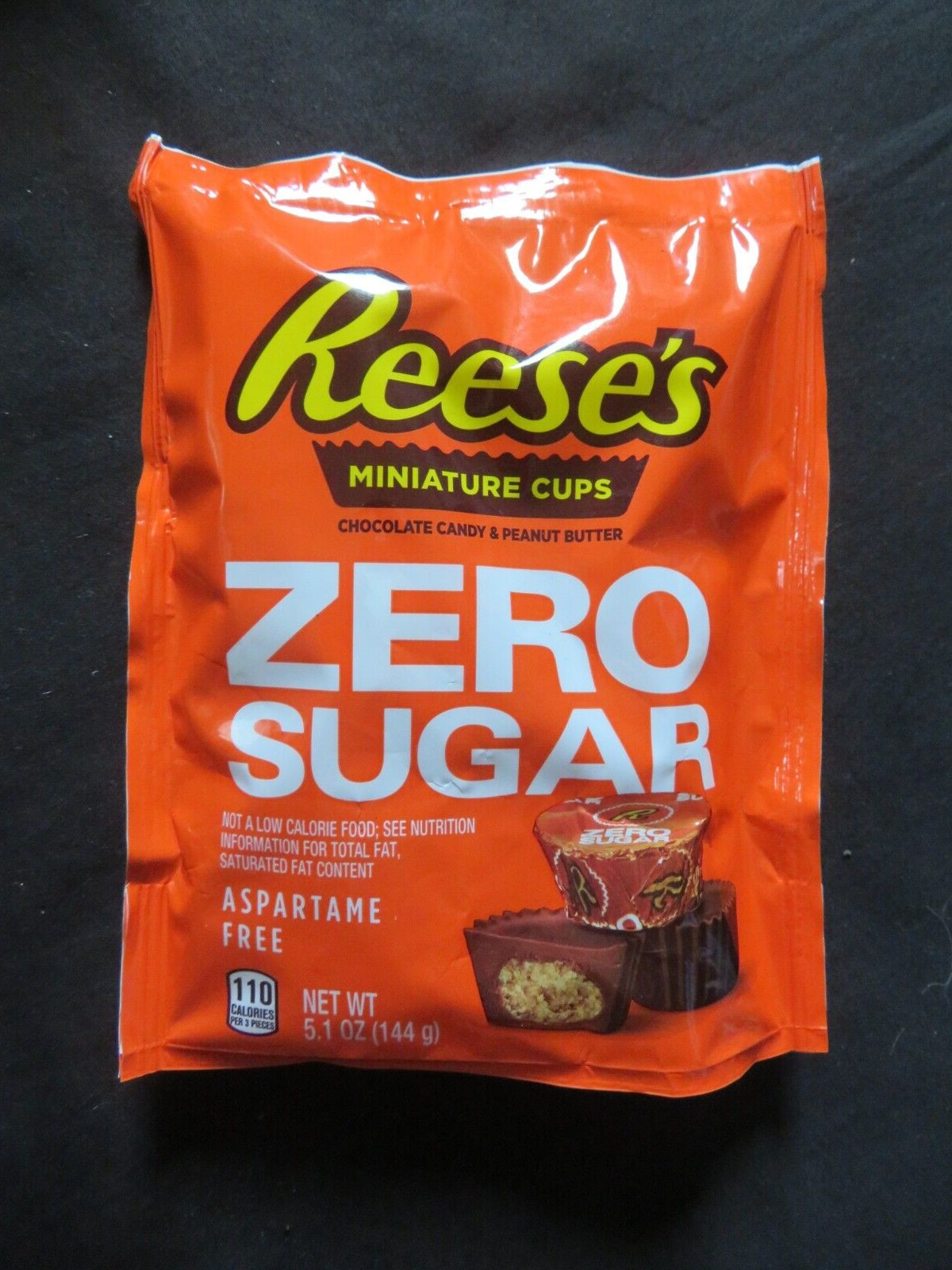 (1) Bag Reese’s Zero Sugar Miniature Peanut Butter Cups Aspartame Free 5.1 Oz