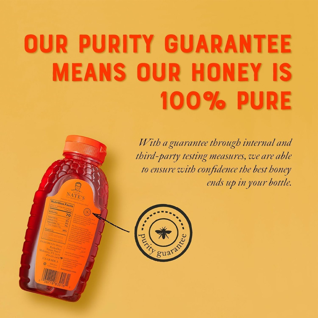 Nate’s 100% Pure, Raw & Unfiltered Honey Award Winning Taste, 16 oz. Squeeze