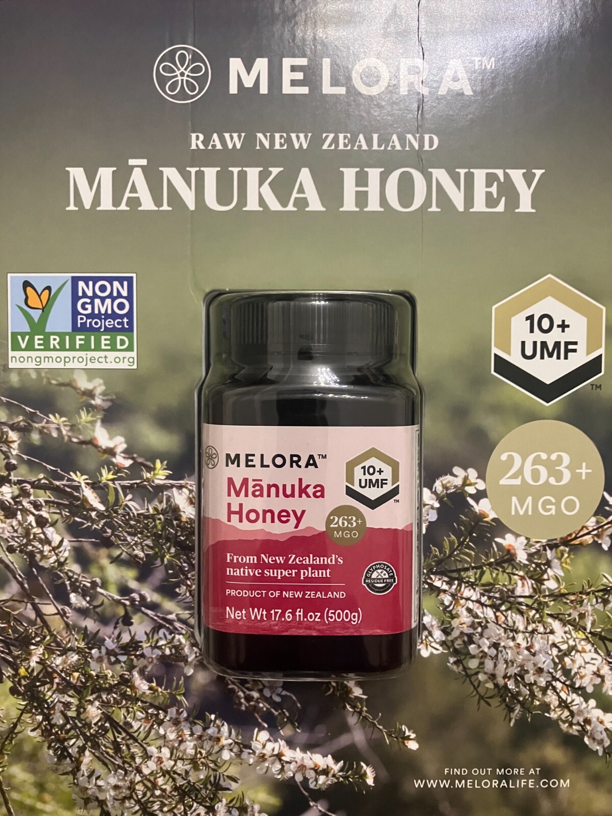 MELORA Raw New Zealand Manuka Honey UMF 10+ MGO 263+ (500g)
