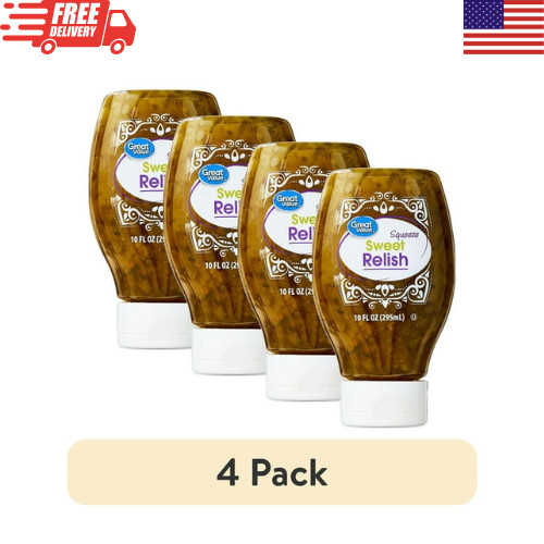 Great Value Sweet Squeeze Relish 10 fl oz Bottle Pickle Condiment 4 Pack